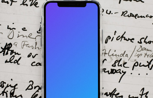 iPhone 12 Pro mockup on paper with handwritten text