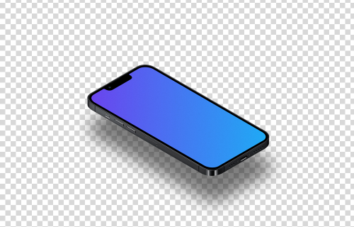 iPhone 13 Pro Mockup (Isometric Floor Left - Floating Shadow)