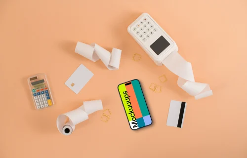 iPhone mockup and the card payment terminal