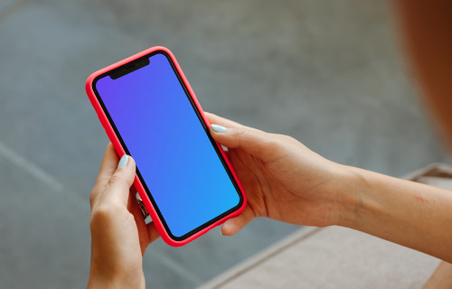 iPhone mockup in a red casing 