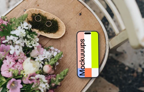 iPhone mockup in wedding theme