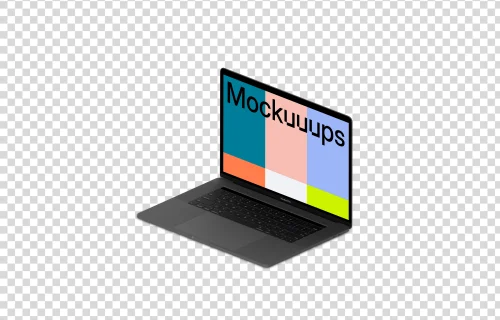 Isometric mockup of Macbook Pro oriented to the right