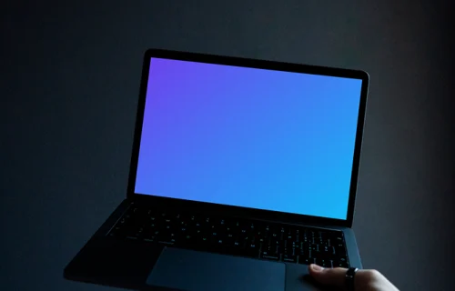 MacBook mockup in the dark environment