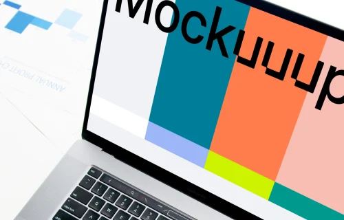 MacBook Pro mockup on a white table