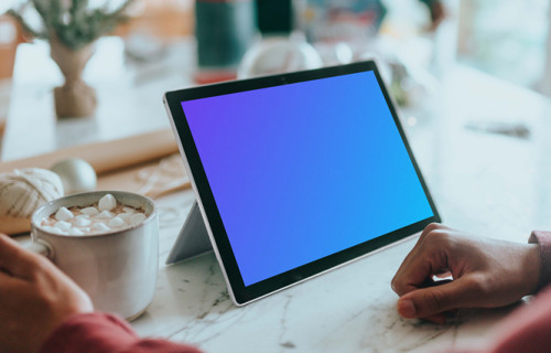 Microsoft Surface Laptop mockup on a marble countertop