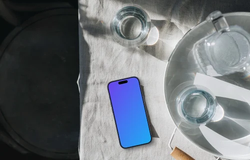 Neutral tones in breakfast themed iPhone mockup scene