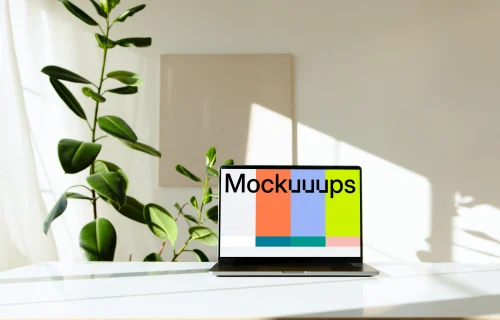 Notebook mockup on the table