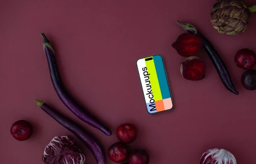 Phone mockup with Pantone’s Color of the Year, Viva Magenta background