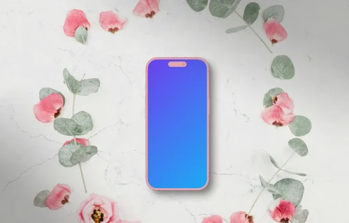 Pink Clay Smartphone mockup surrounded by flowers
