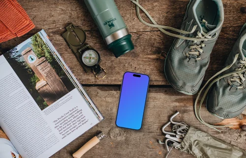 Reading and planning a hike smartphone mockup