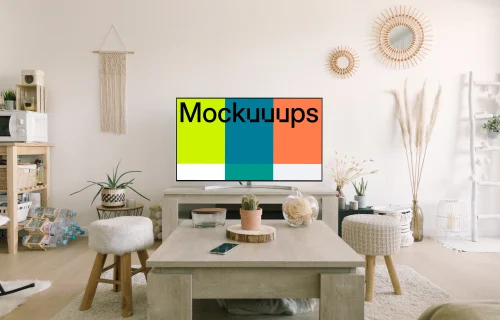 Smart TV mockup in living room