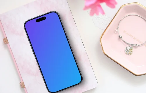 Smartphone mockup with subtle pink elements