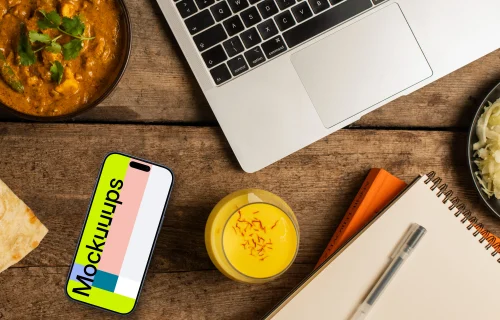 Smartphone mockup with the theme of Indian cuisine 