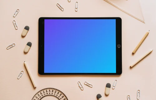 Tablet mockup with back to school concept