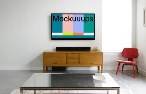 Television mockup in a simple living room