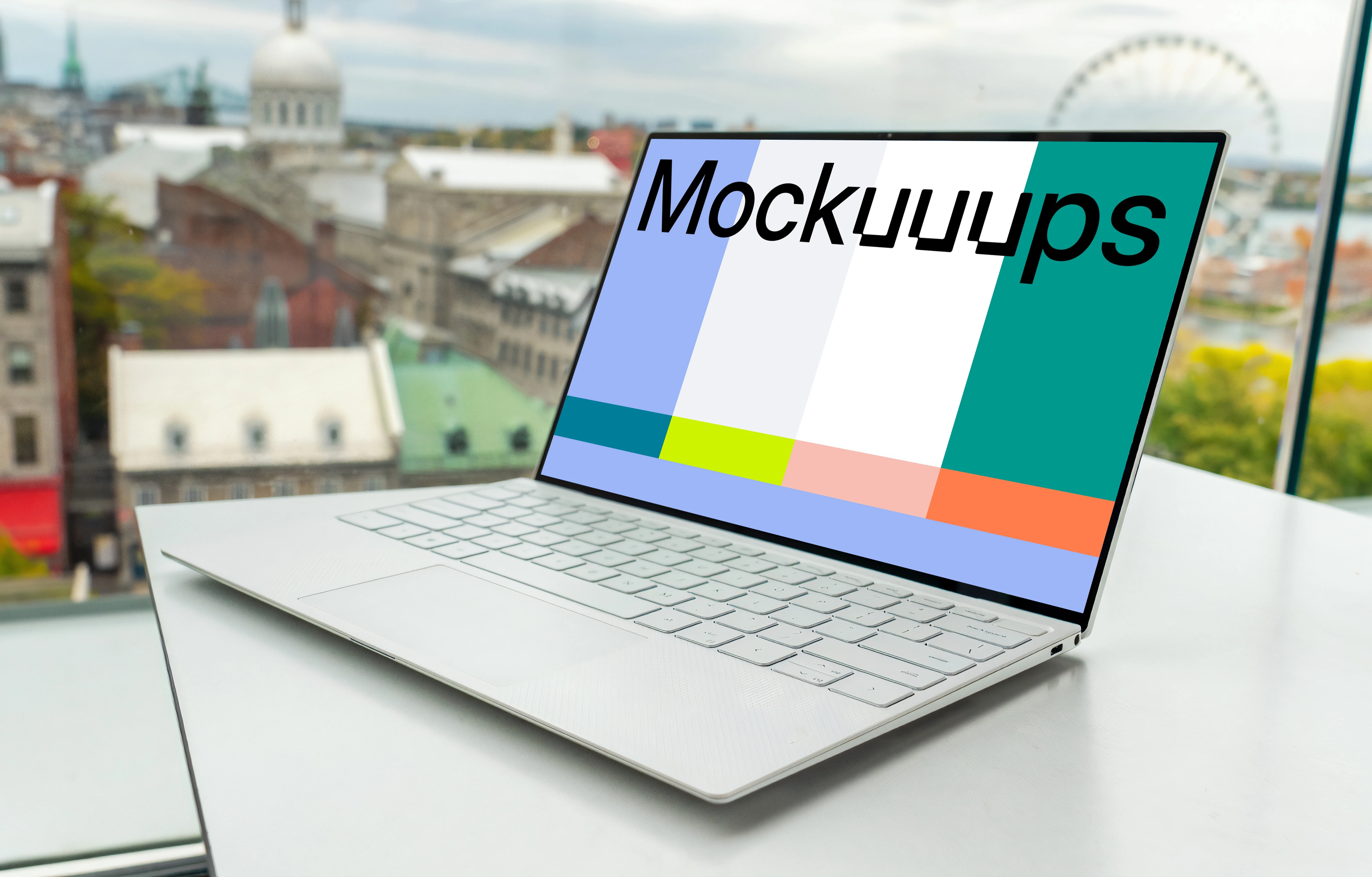 Dell XPS Mockup on a rooftop