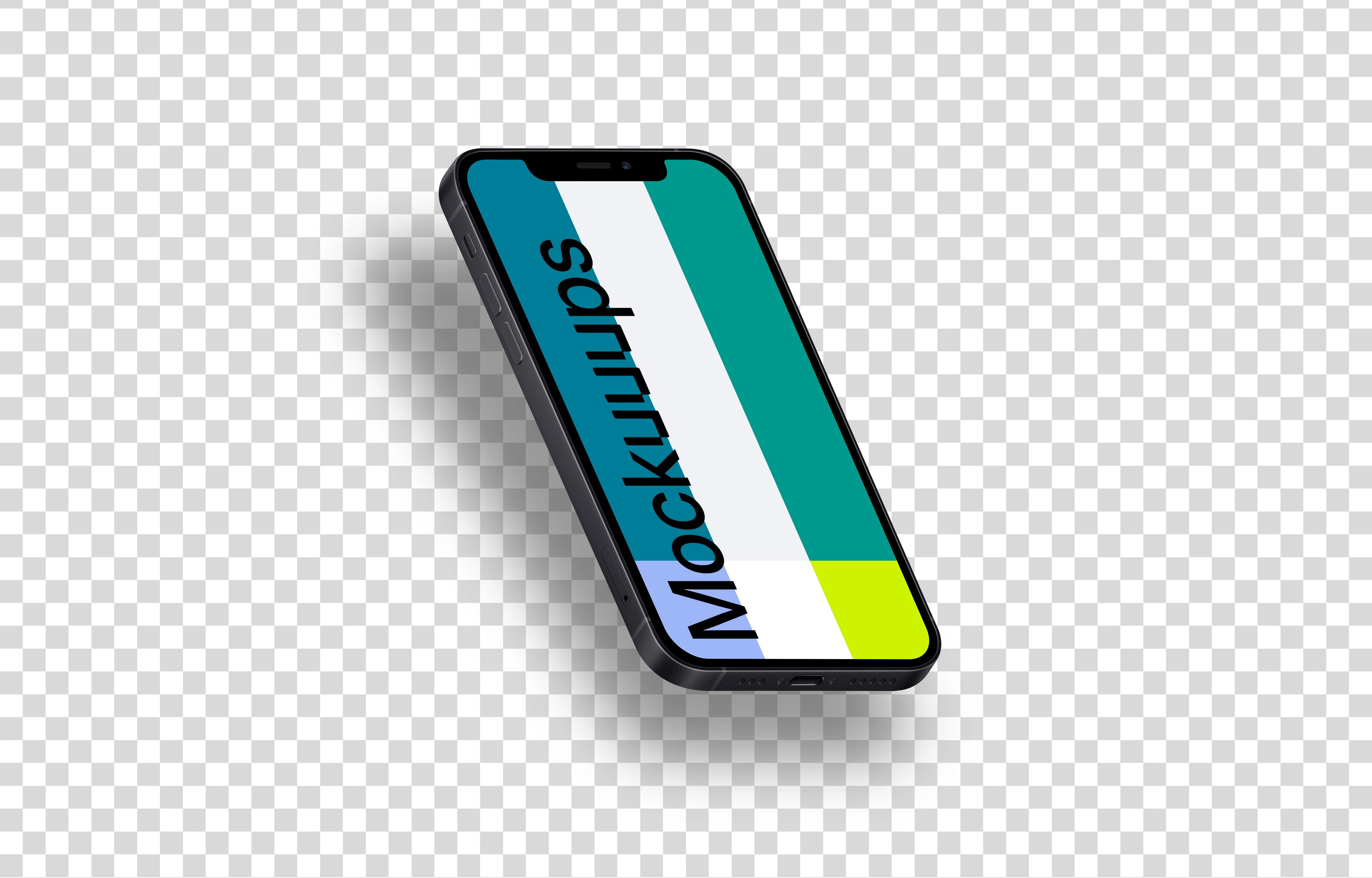 iPhone 12 Mockup (Isometric Left - Floating Shadow)