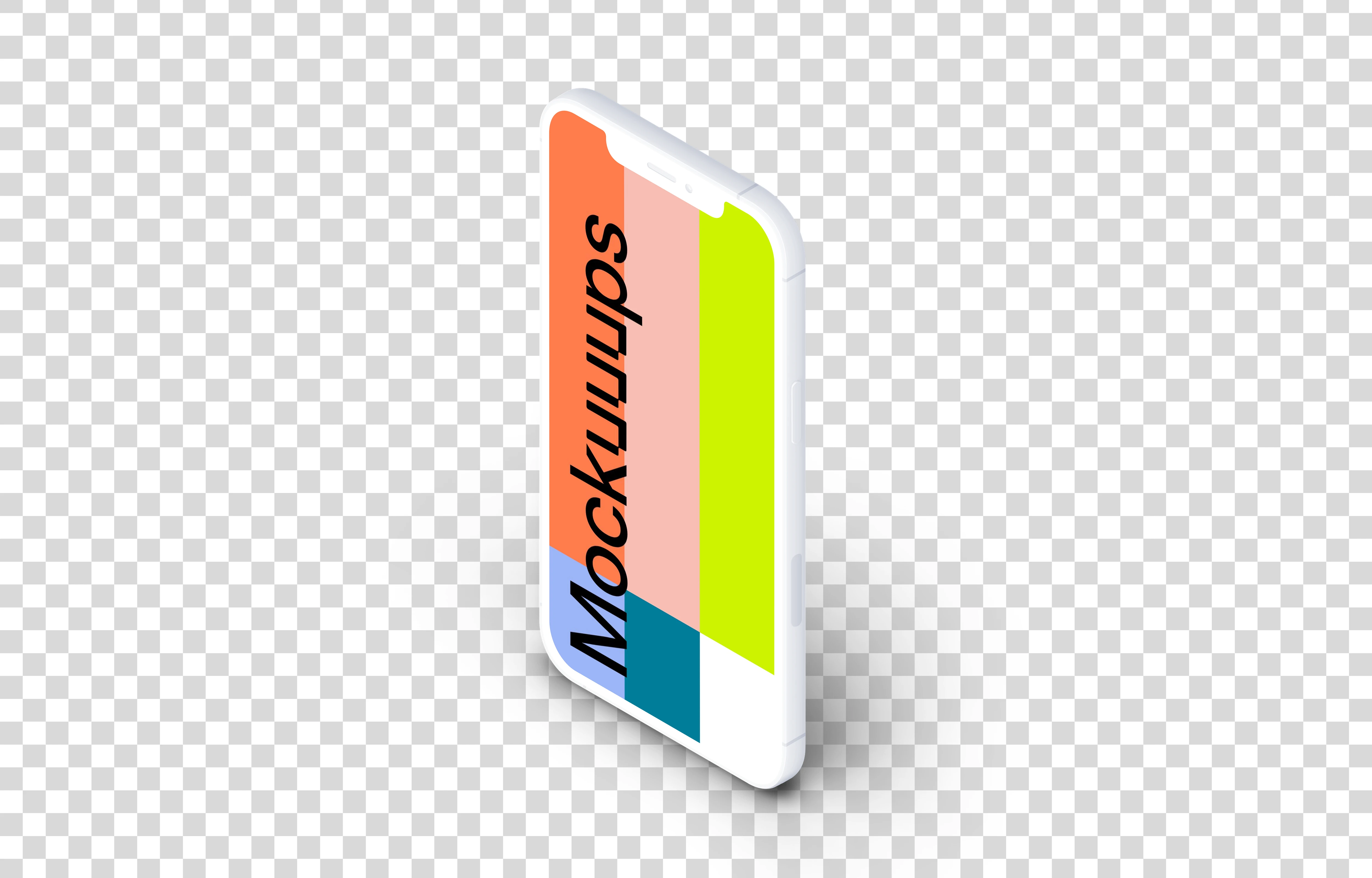 iPhone 12 Clay Mockup (Isometric Stand Right)