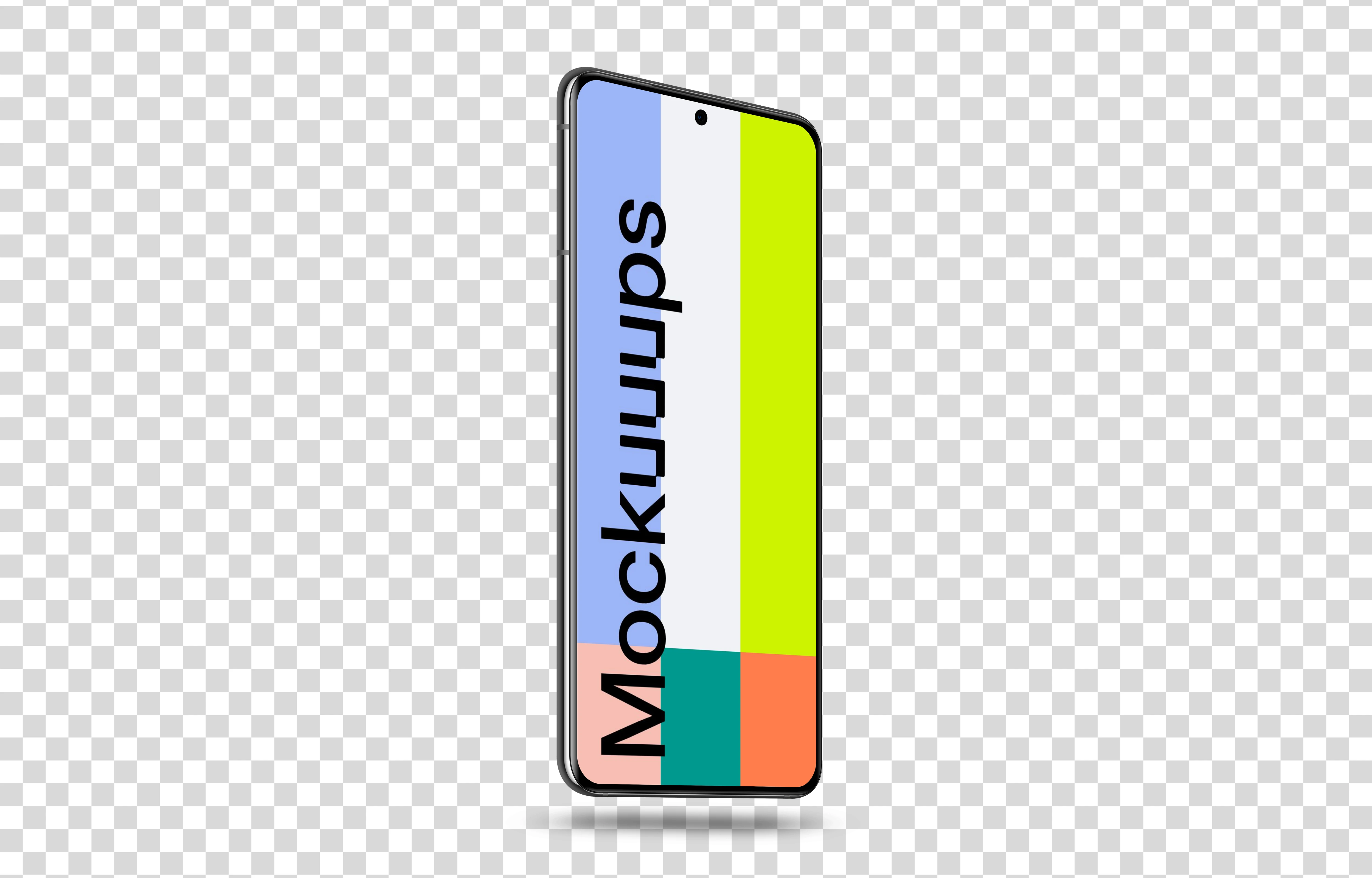 Samsung Galaxy S21 Mockup (Perspective Stand Left - Floating Shadow)