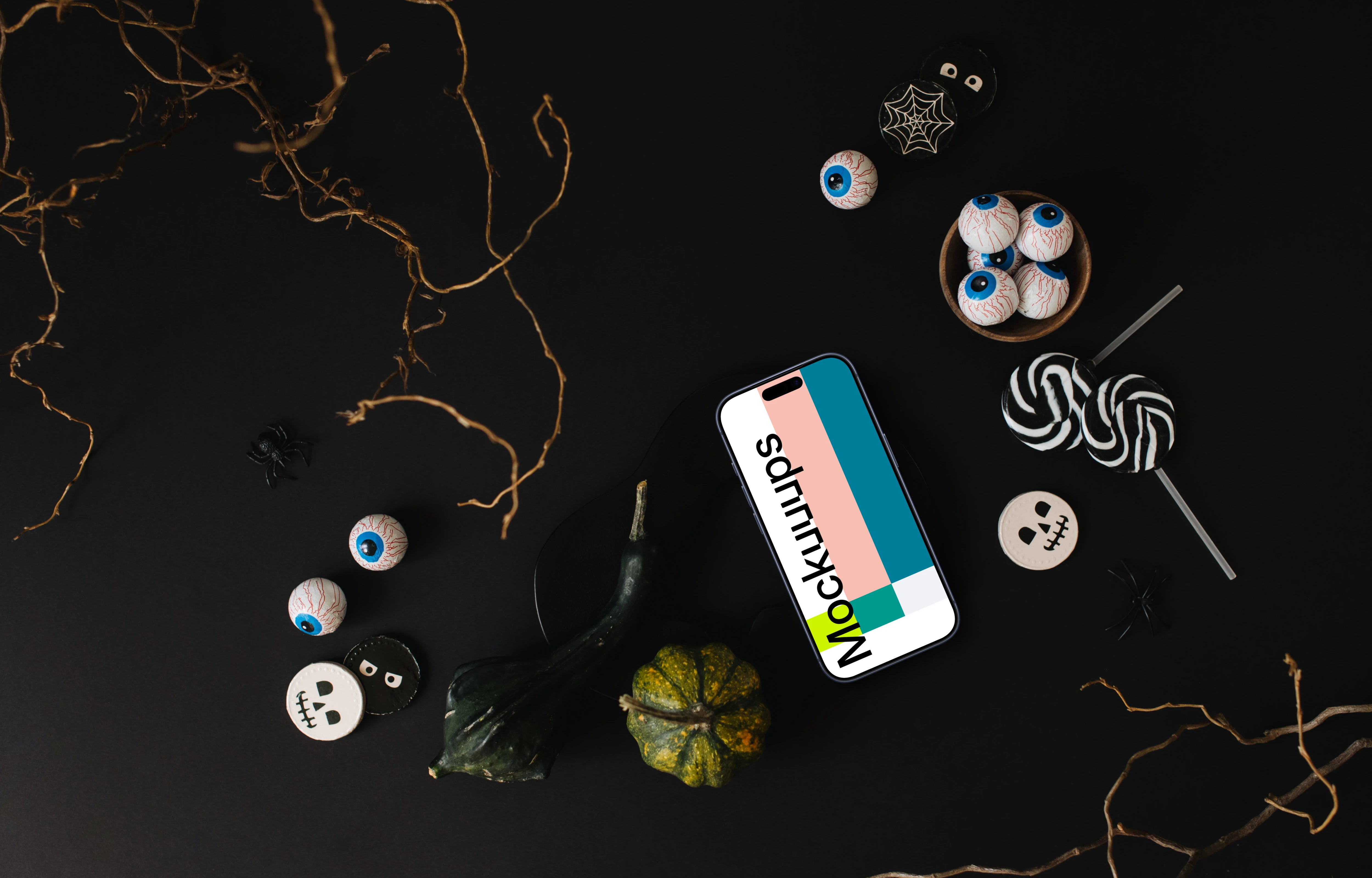 Halloween template with a smartphone mockup