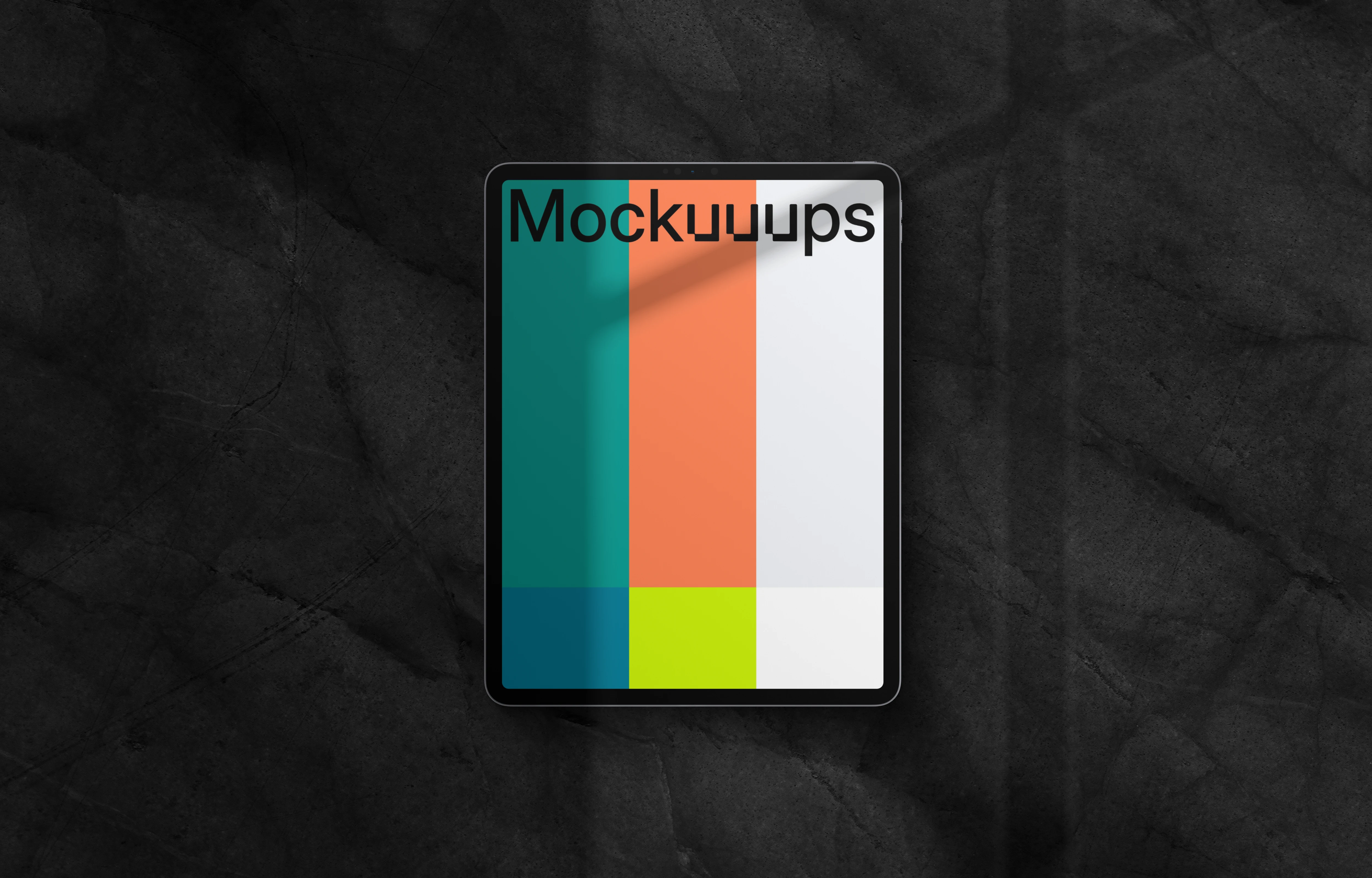 iPad Pro mockup on dark background (Portrait - Shadow 1)