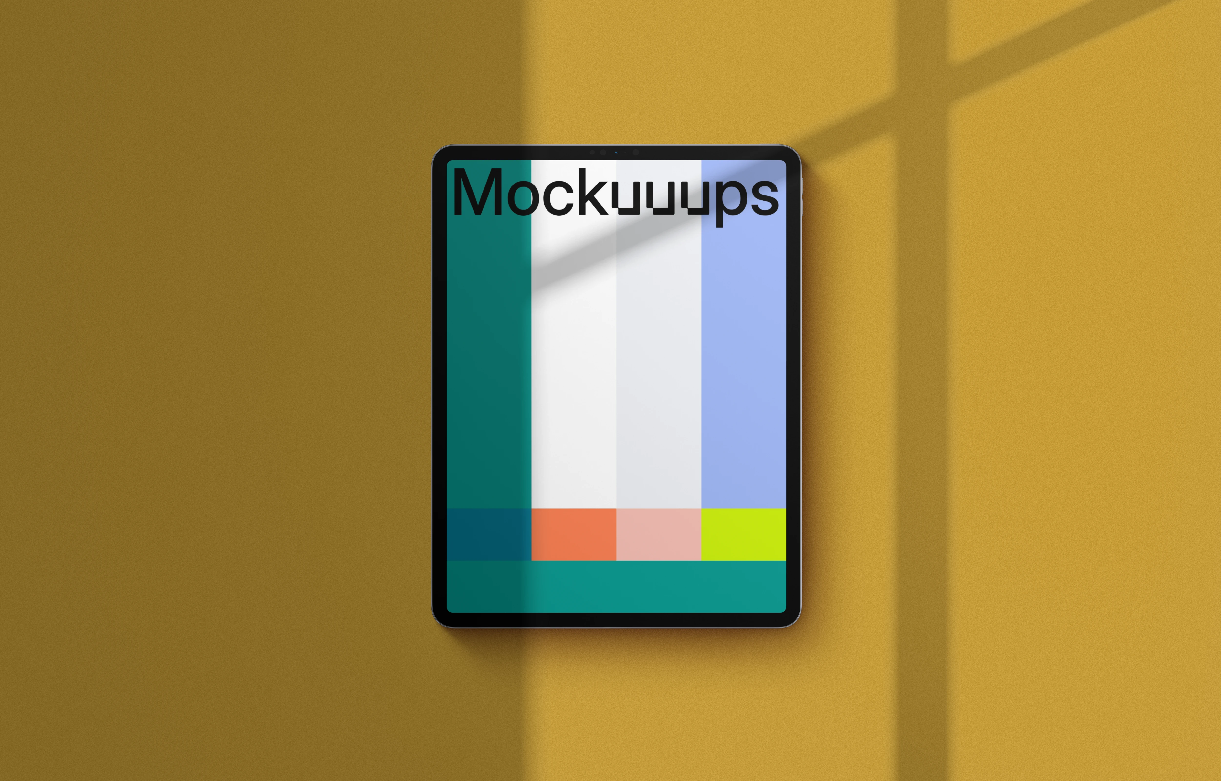 iPad Pro mockup on yellow background (Portrait - Shadow 1)