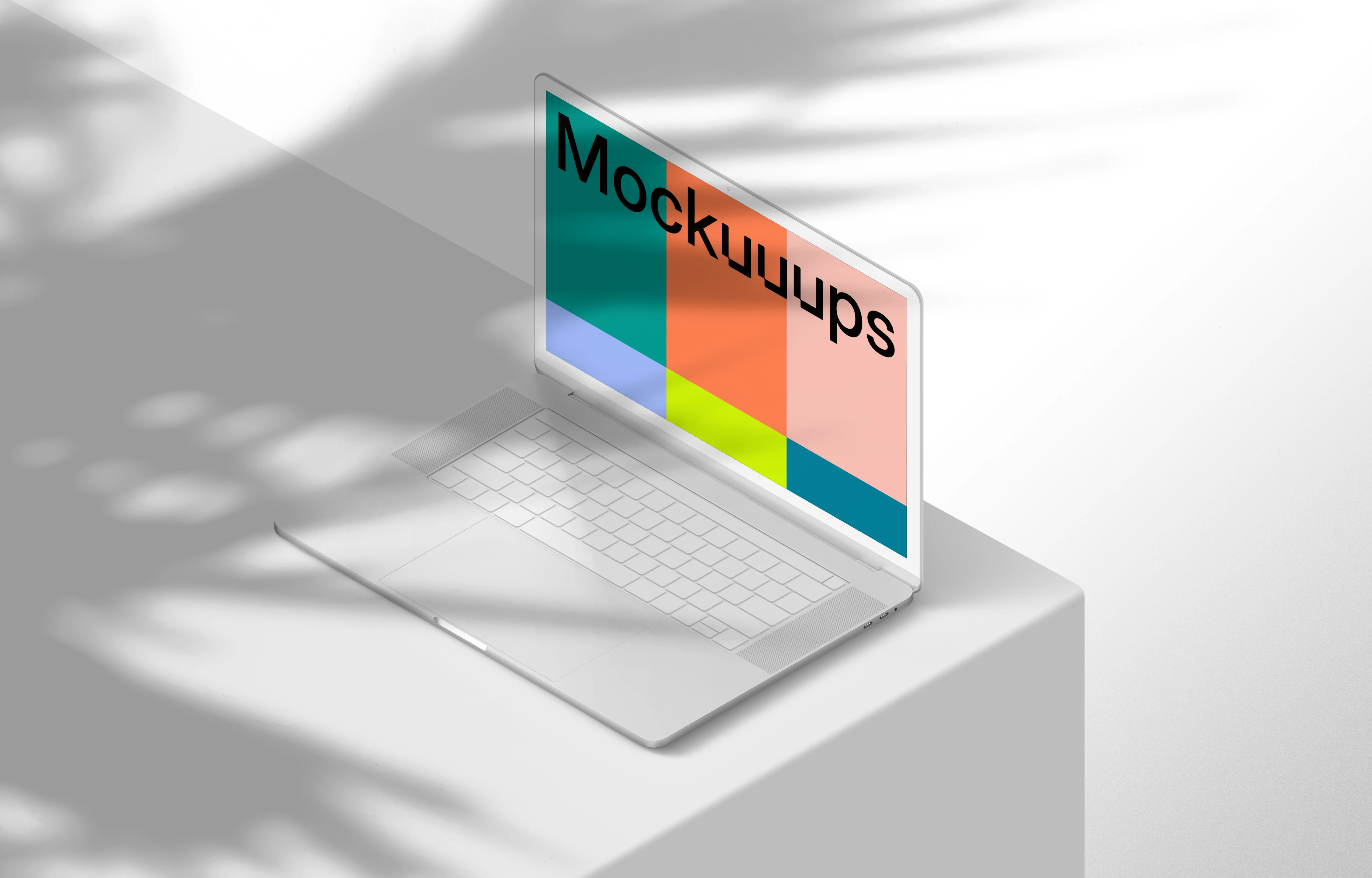 Isometric mockup of MacBook Pro (Clay Light - Right)