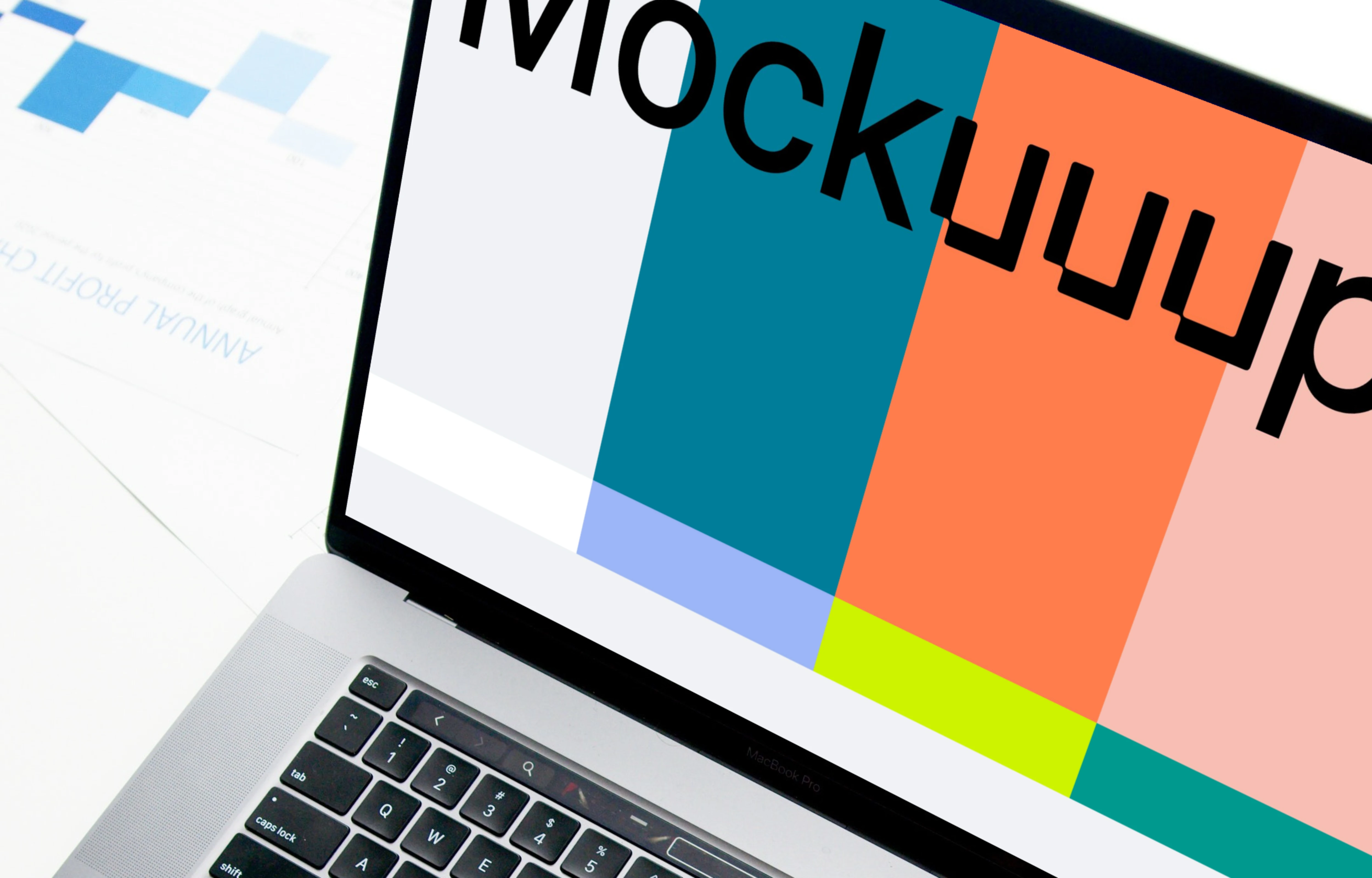 MacBook Pro mockup on a white table