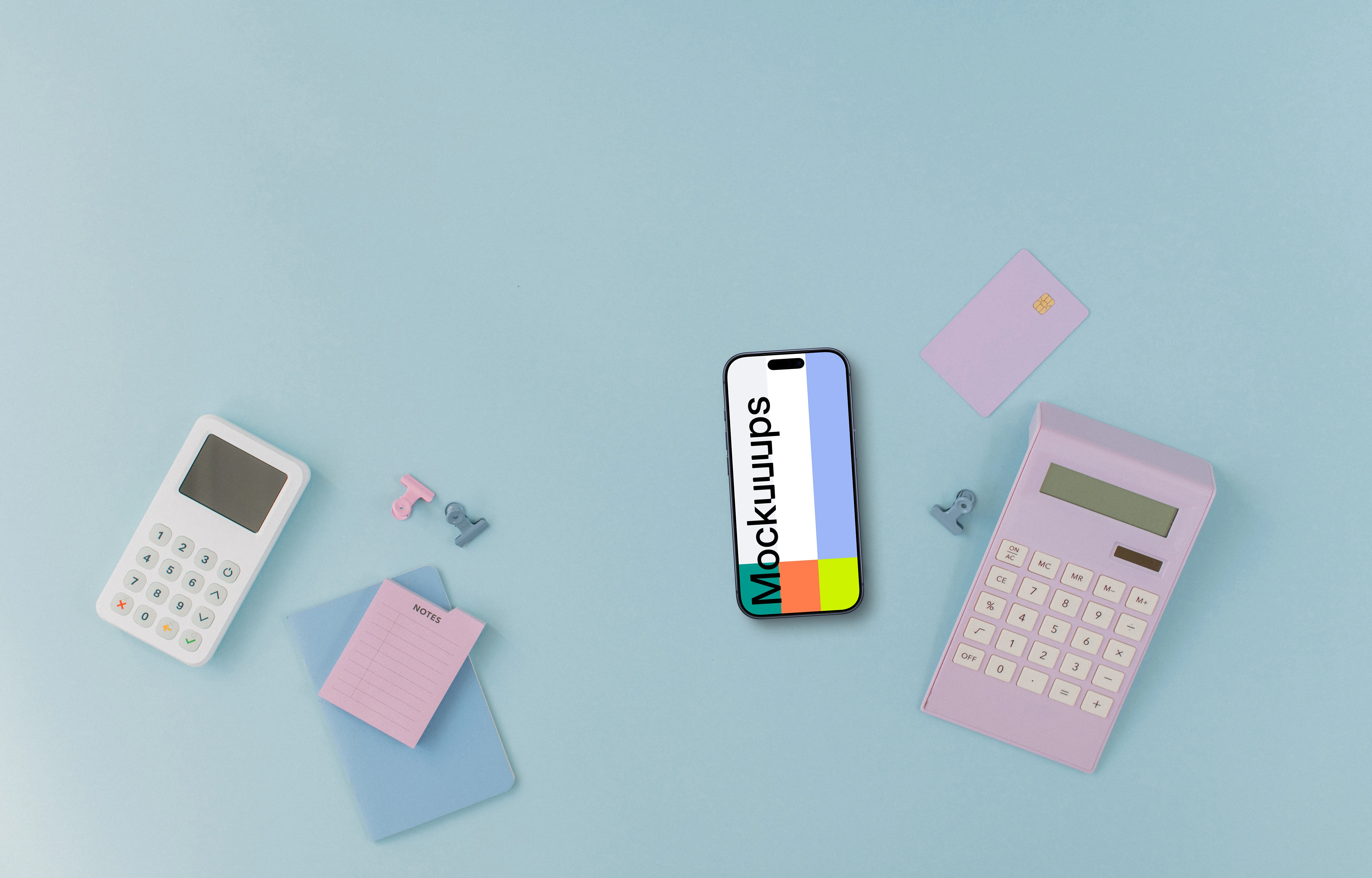 Mobile payment terminal with an iPhone mockup