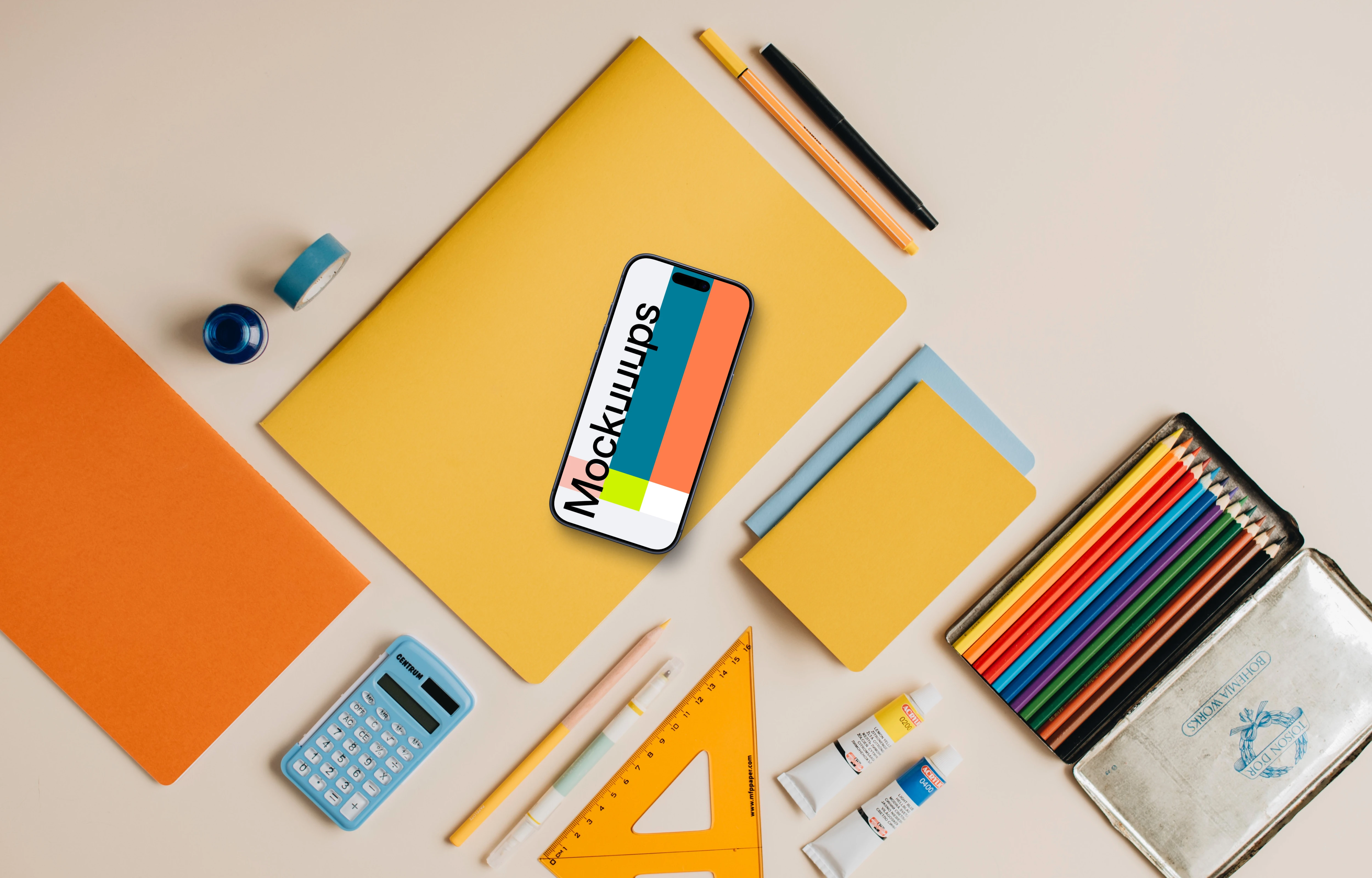 Phone mockup with back to school theme