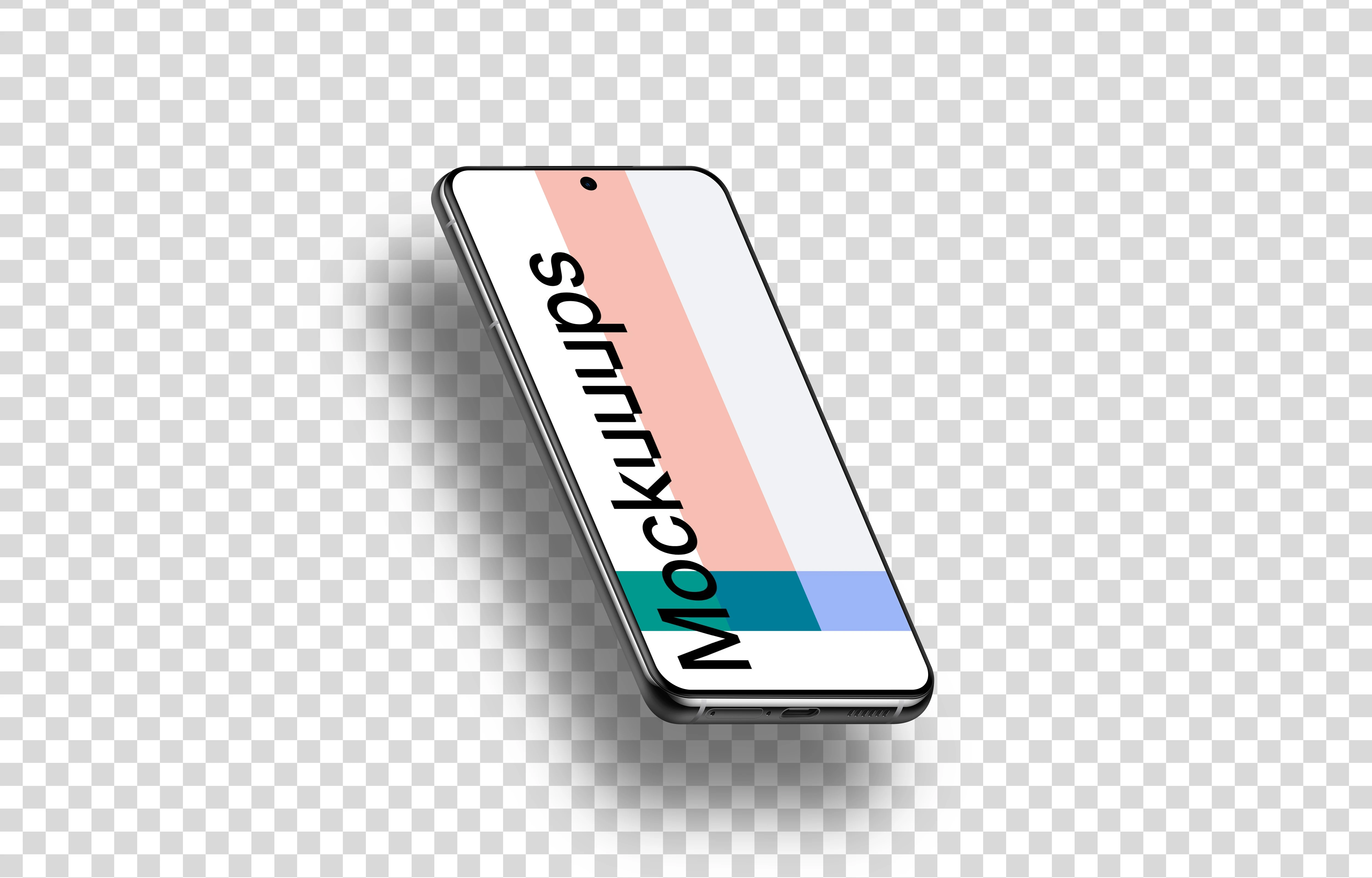 Samsung Galaxy S21 Mockup (Isometric Left - Floating Shadow)