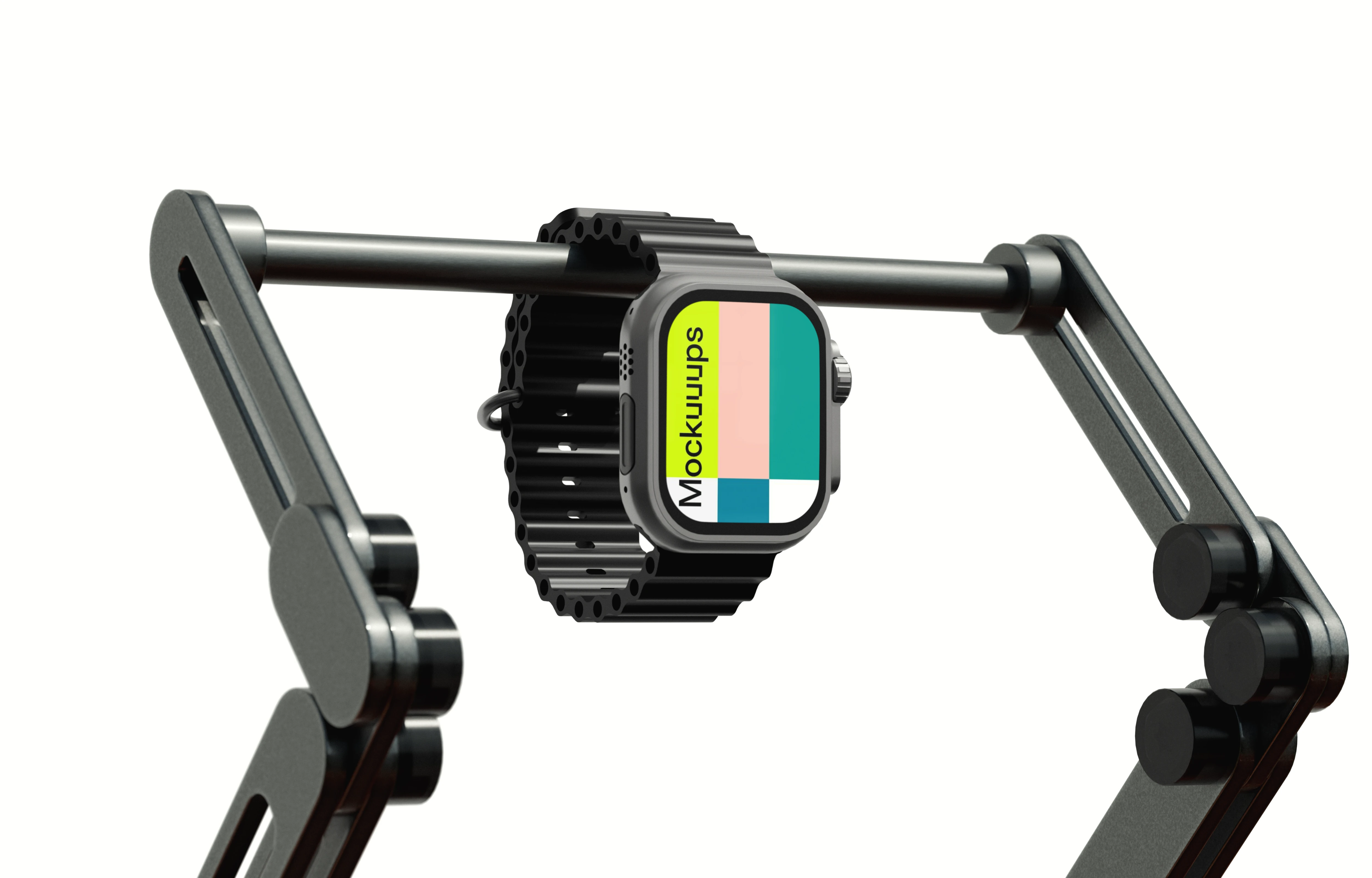 Apple Watch Ultra mockup on mechanical arm