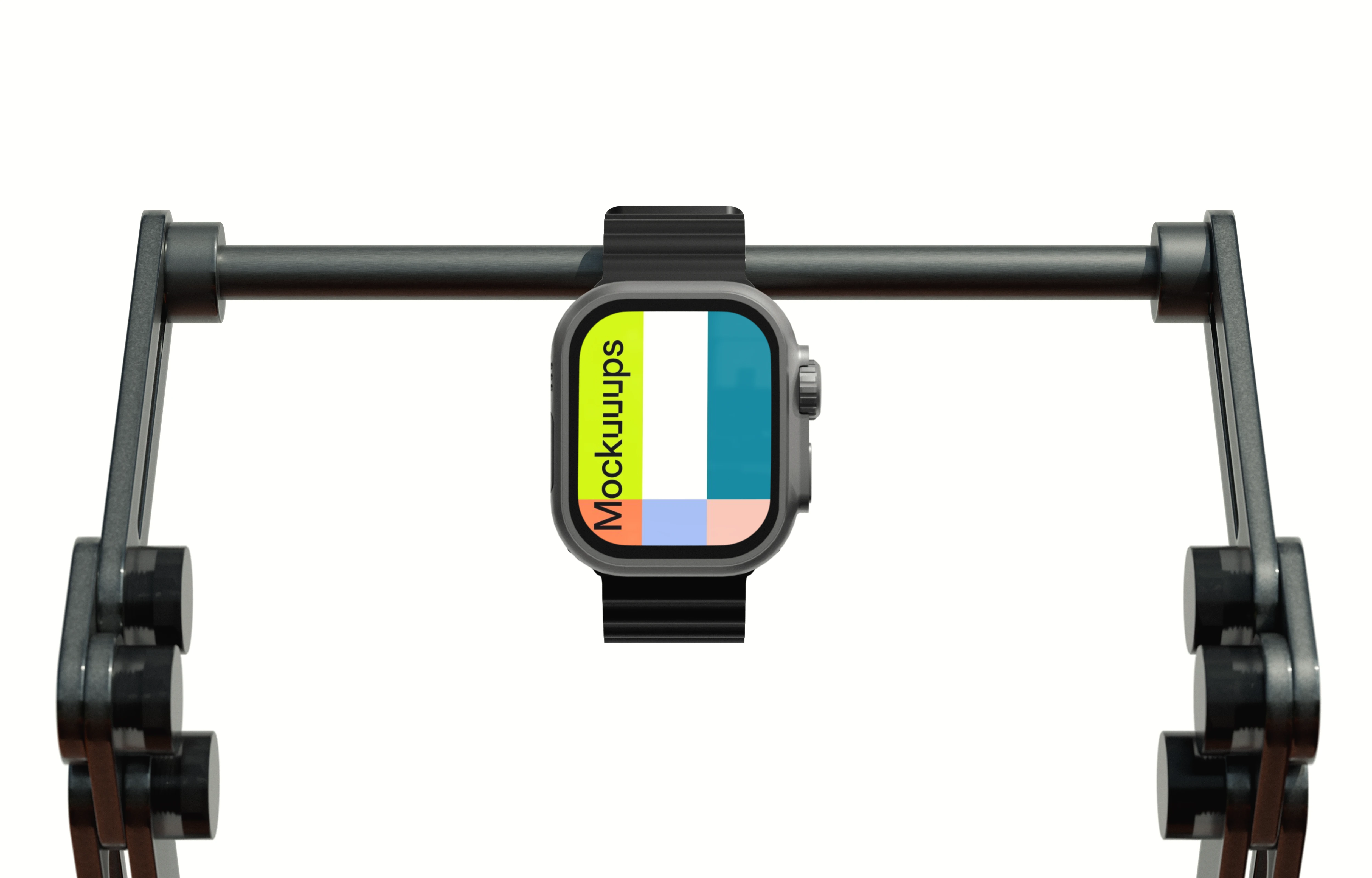Apple Watch Ultra mockup on metallic frame