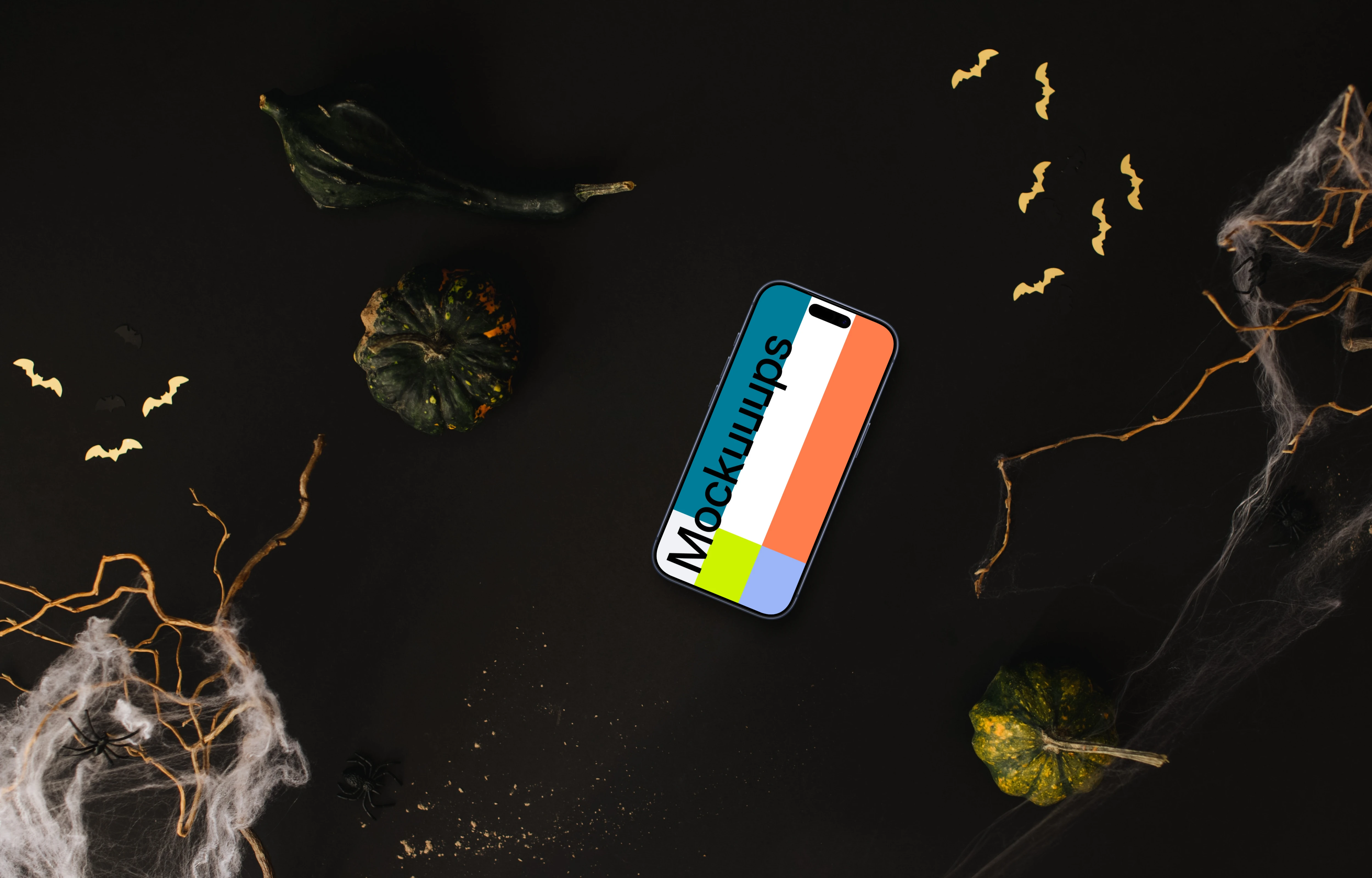 Halloween template with a phone mockup