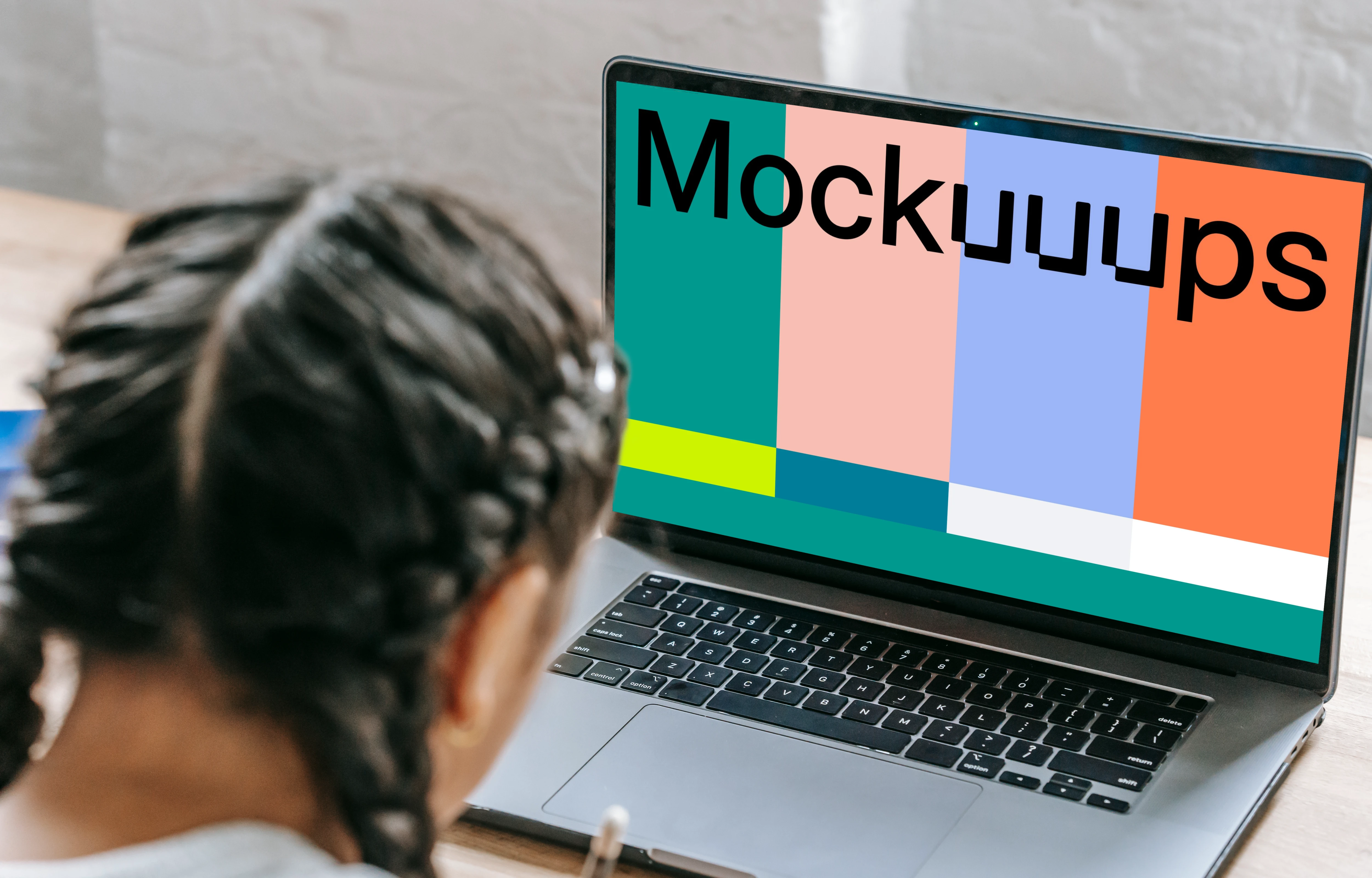 Child working on laptop mockup