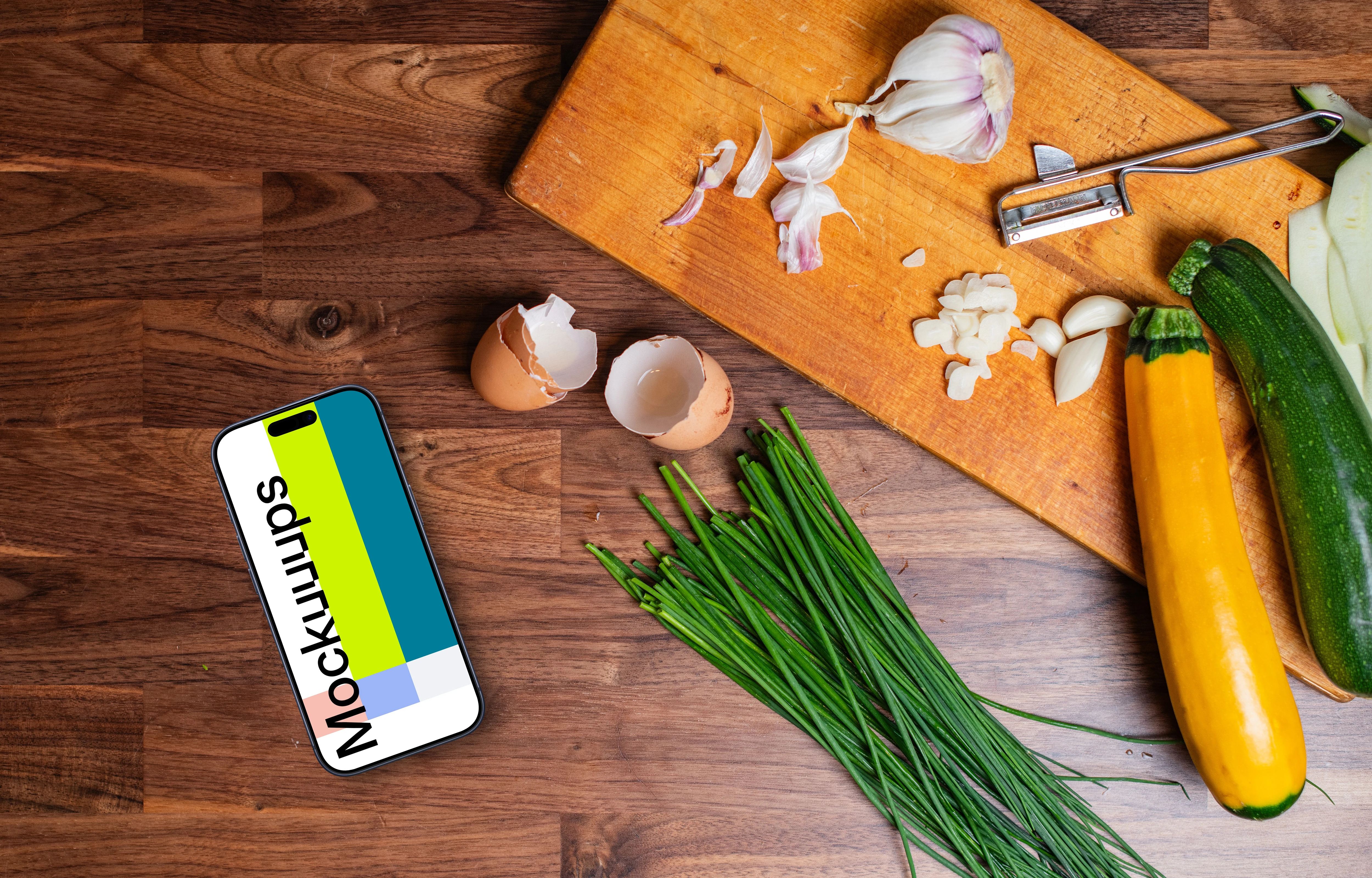 Colorful iPhone mockup in the kitchen