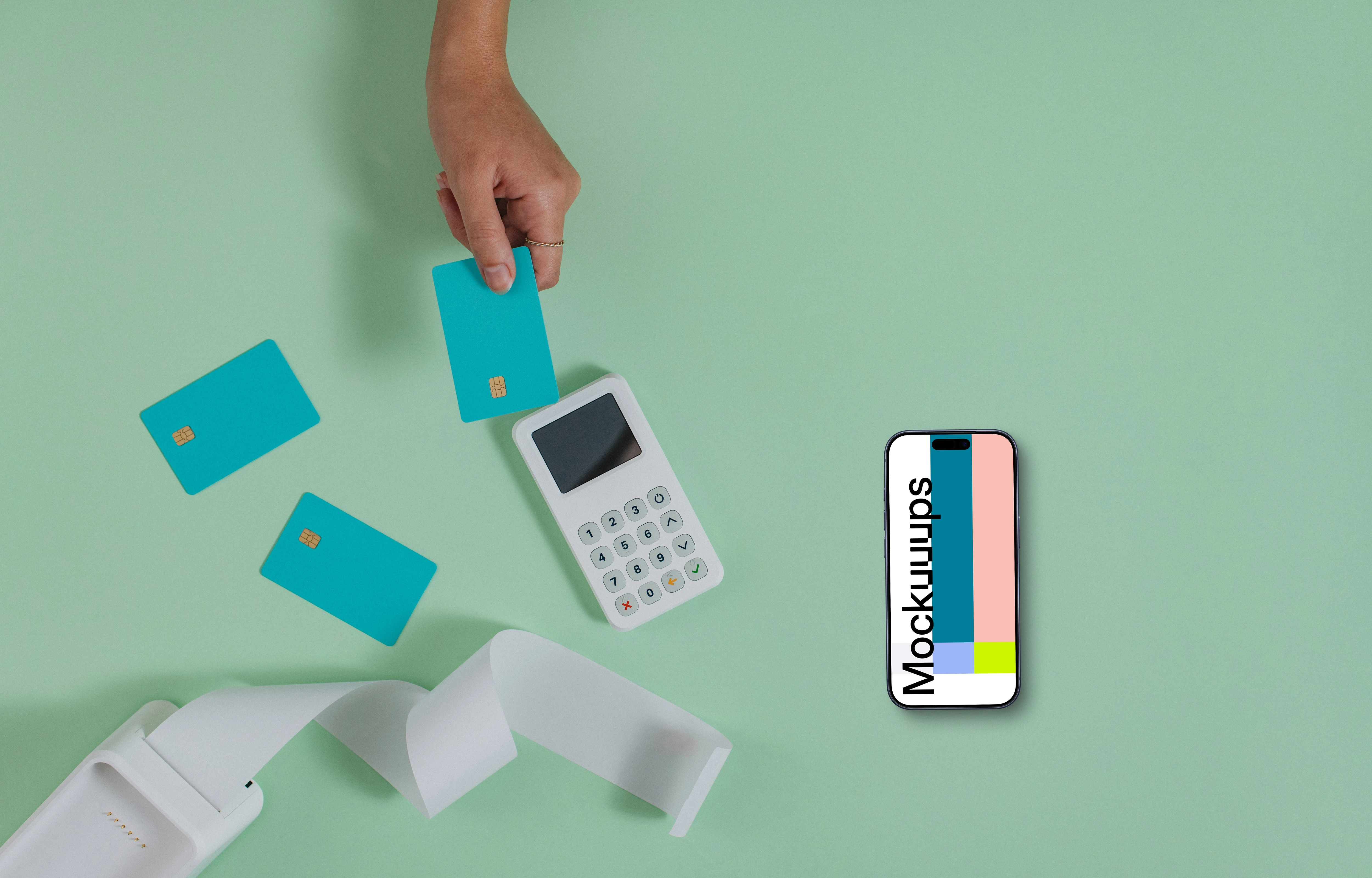 E-Commerce themed iPhone mockup on green background