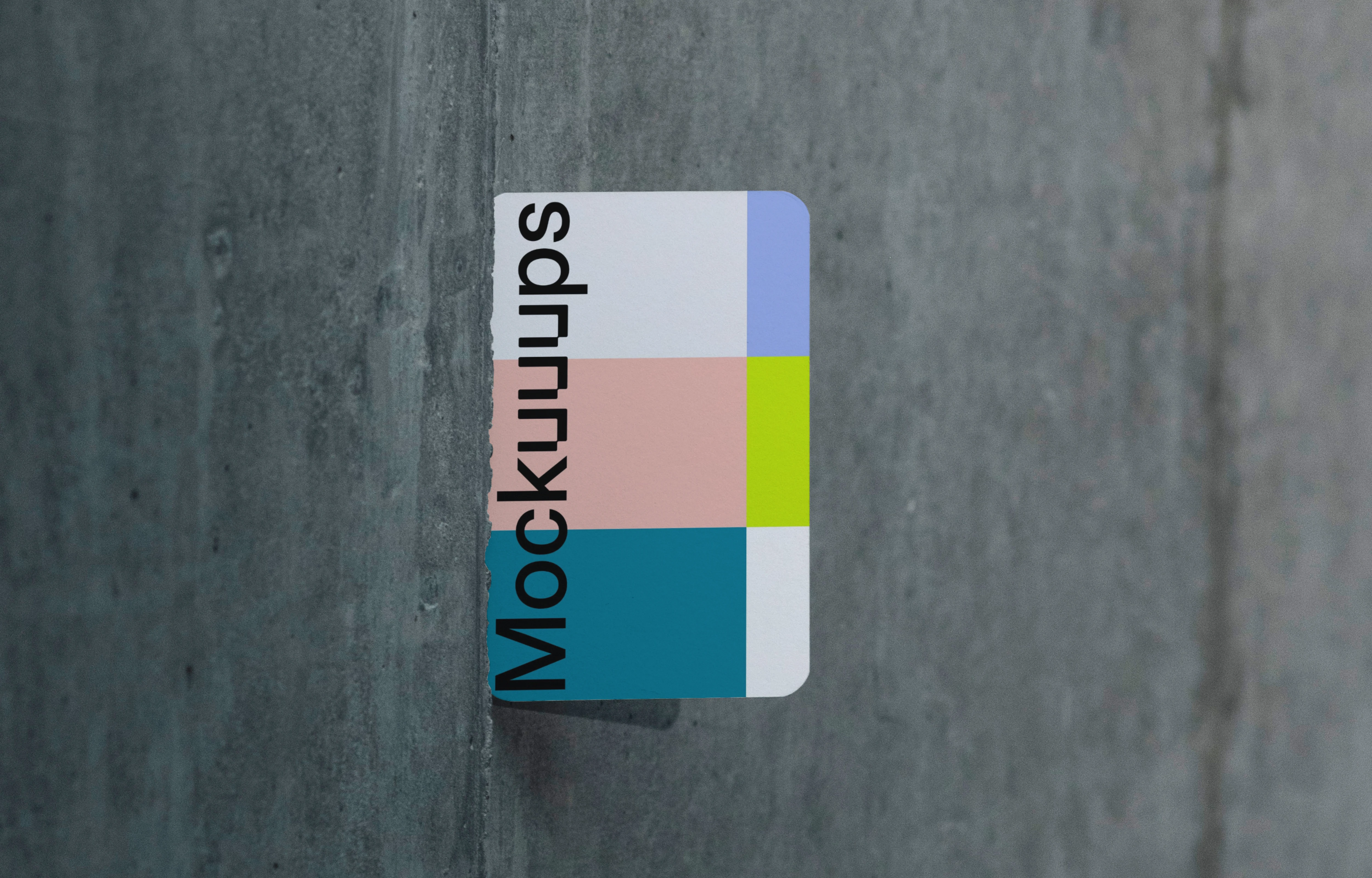 EU business card mockup sticked to the concrete wall