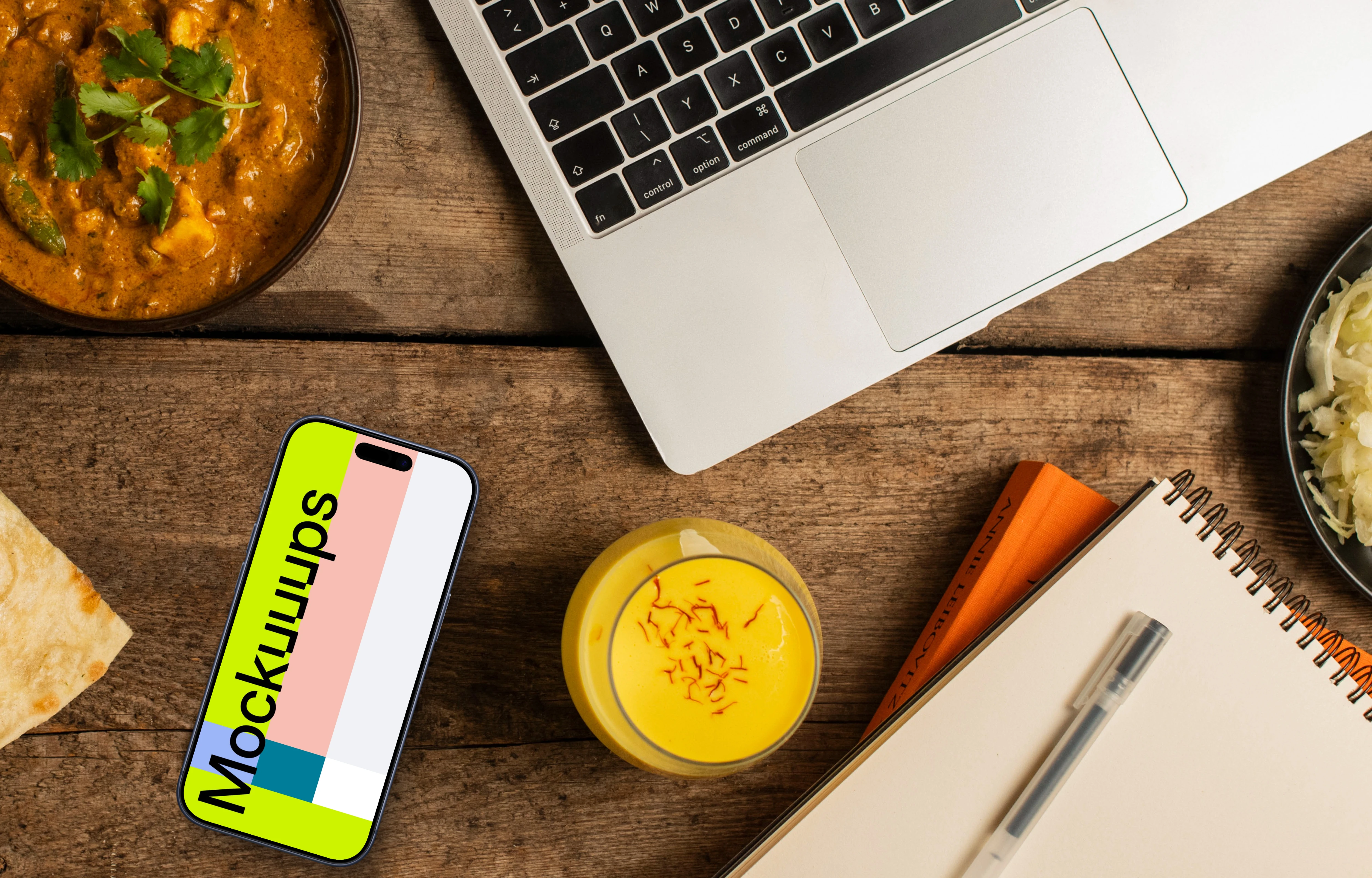 Smartphone mockup with the theme of Indian cuisine 