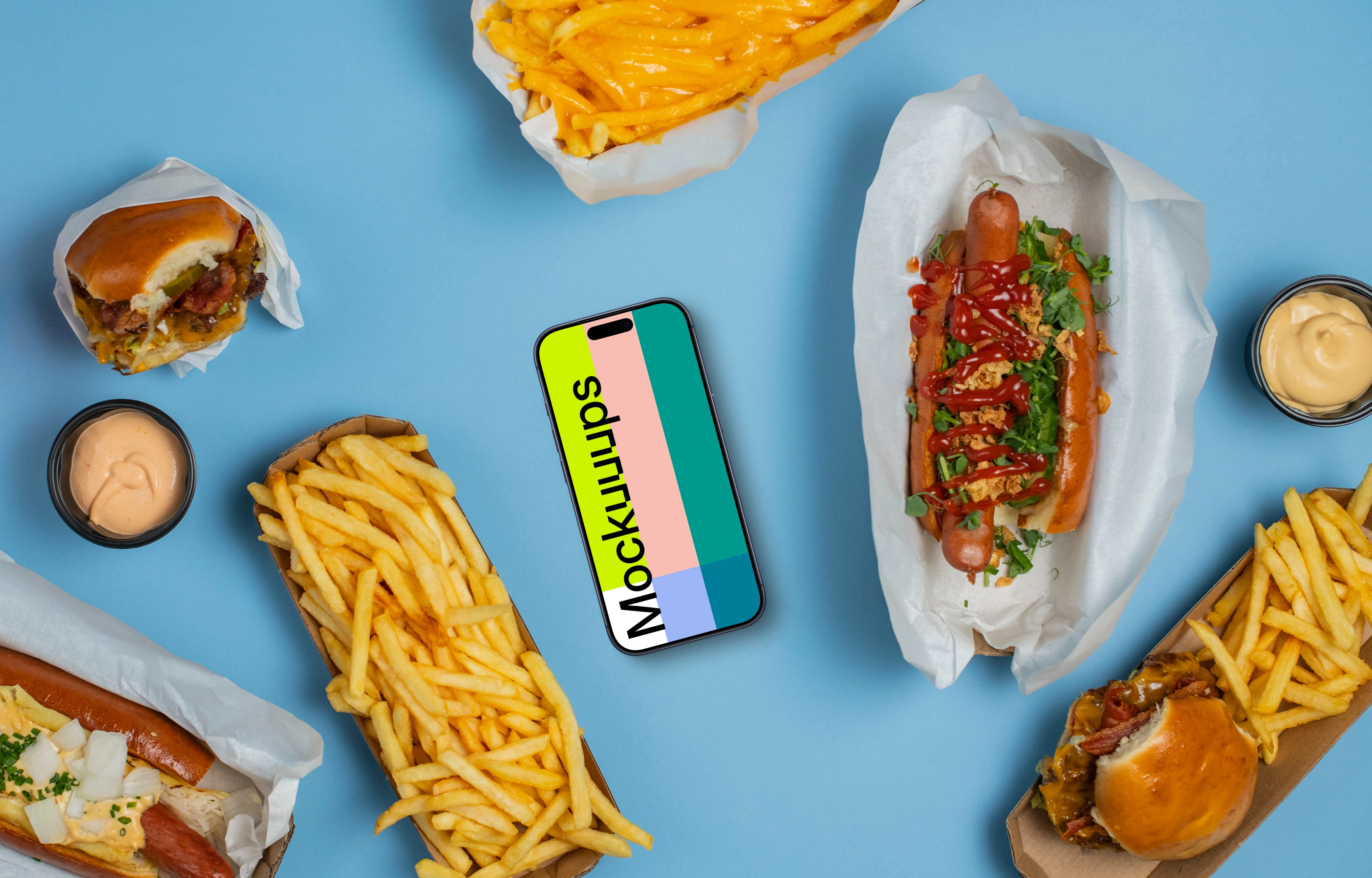 Fast food around Smartphone mockup