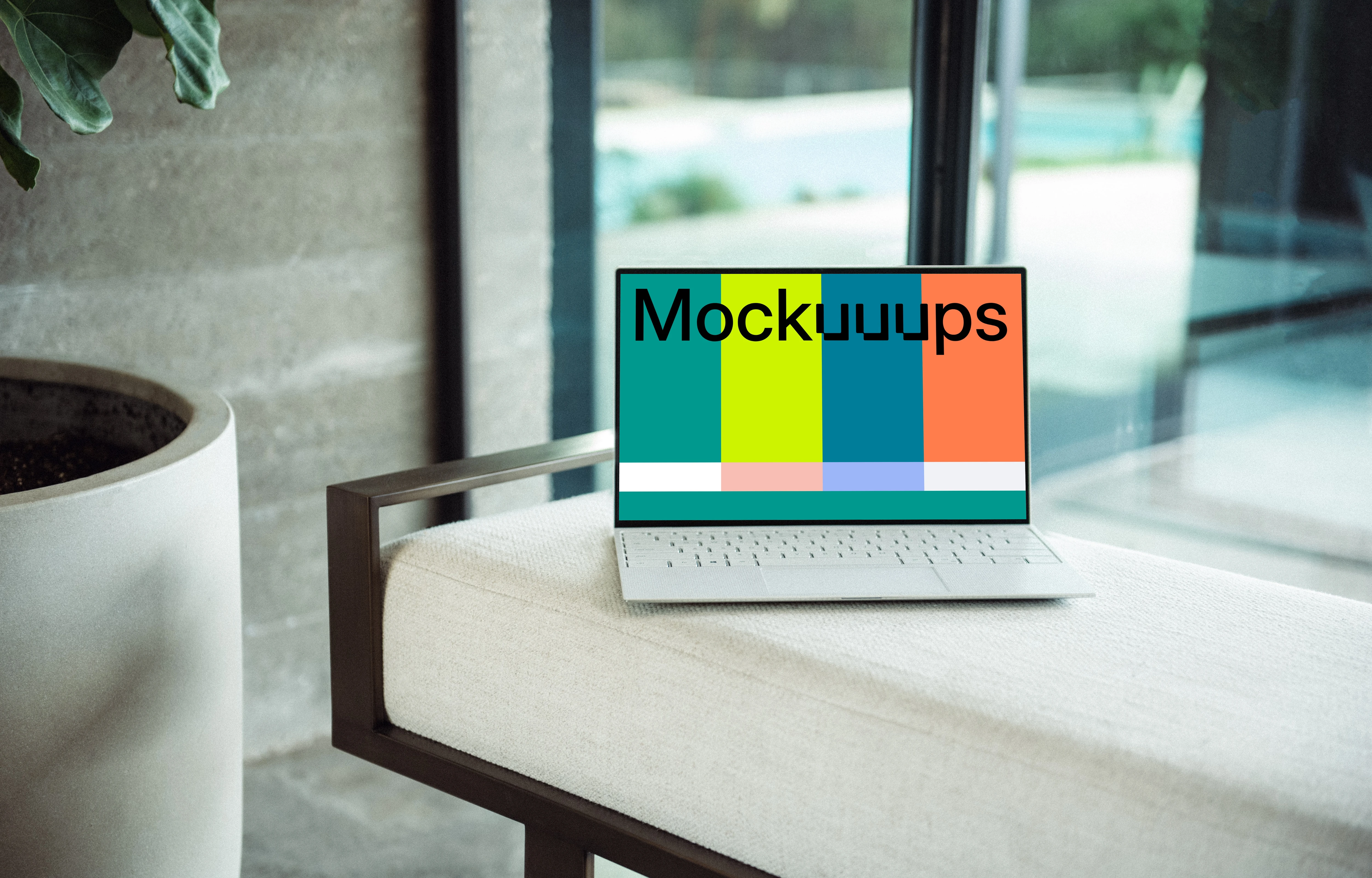 White Dell XPS Mockup in front of window