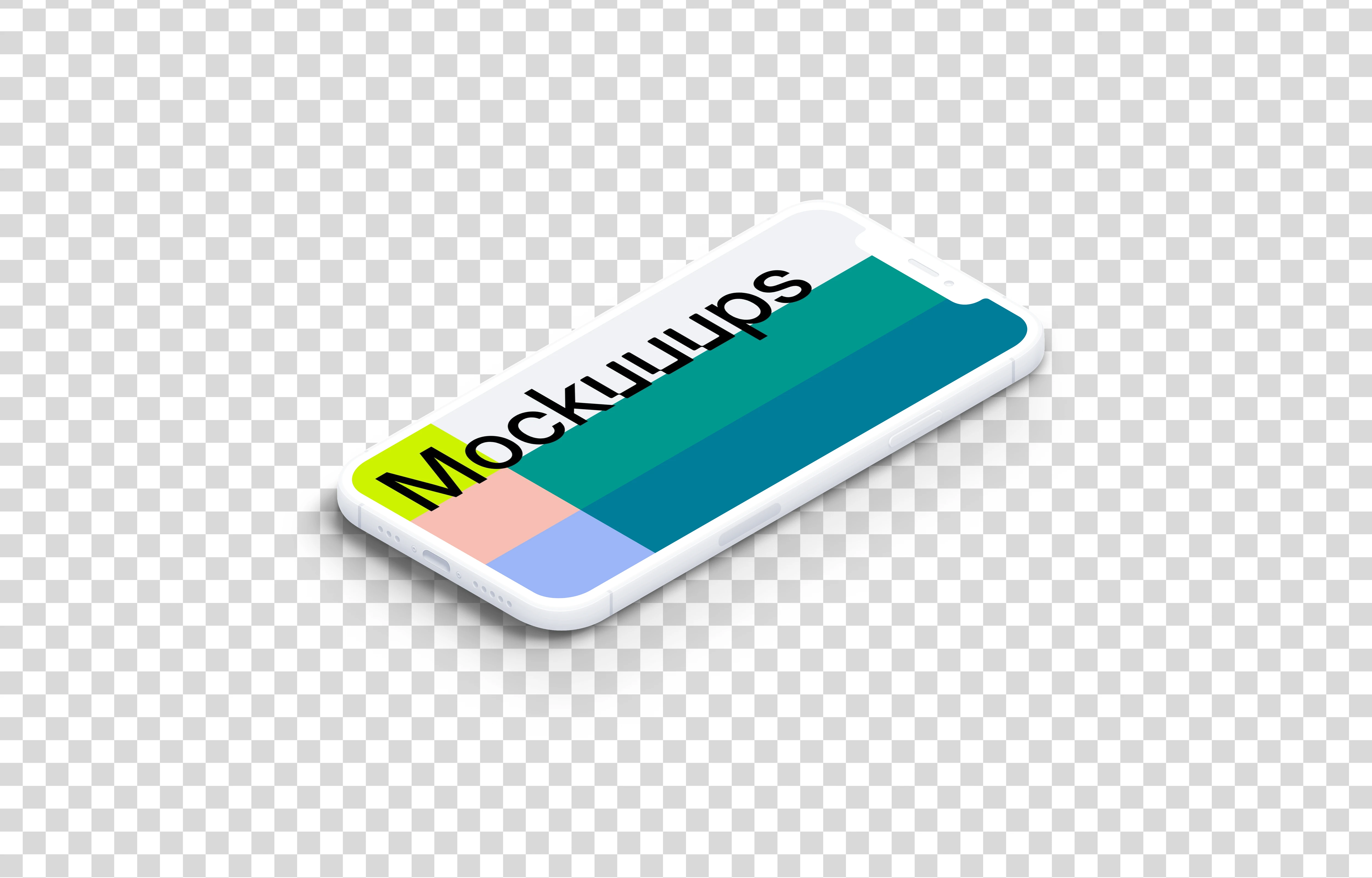 iPhone 12 Clay Mockup (Isometric Floor Right)