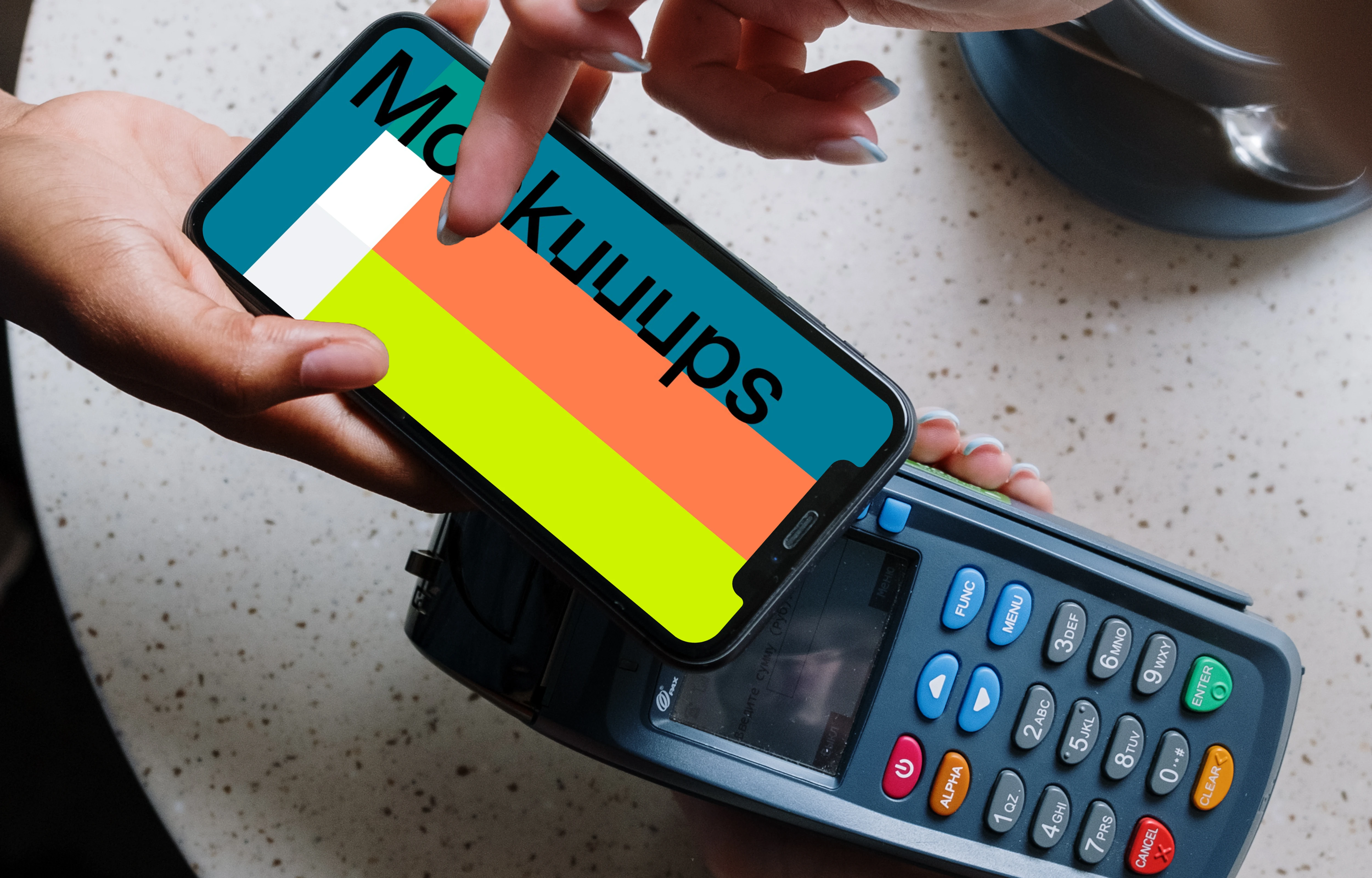 Making a payment with iPhone mockup