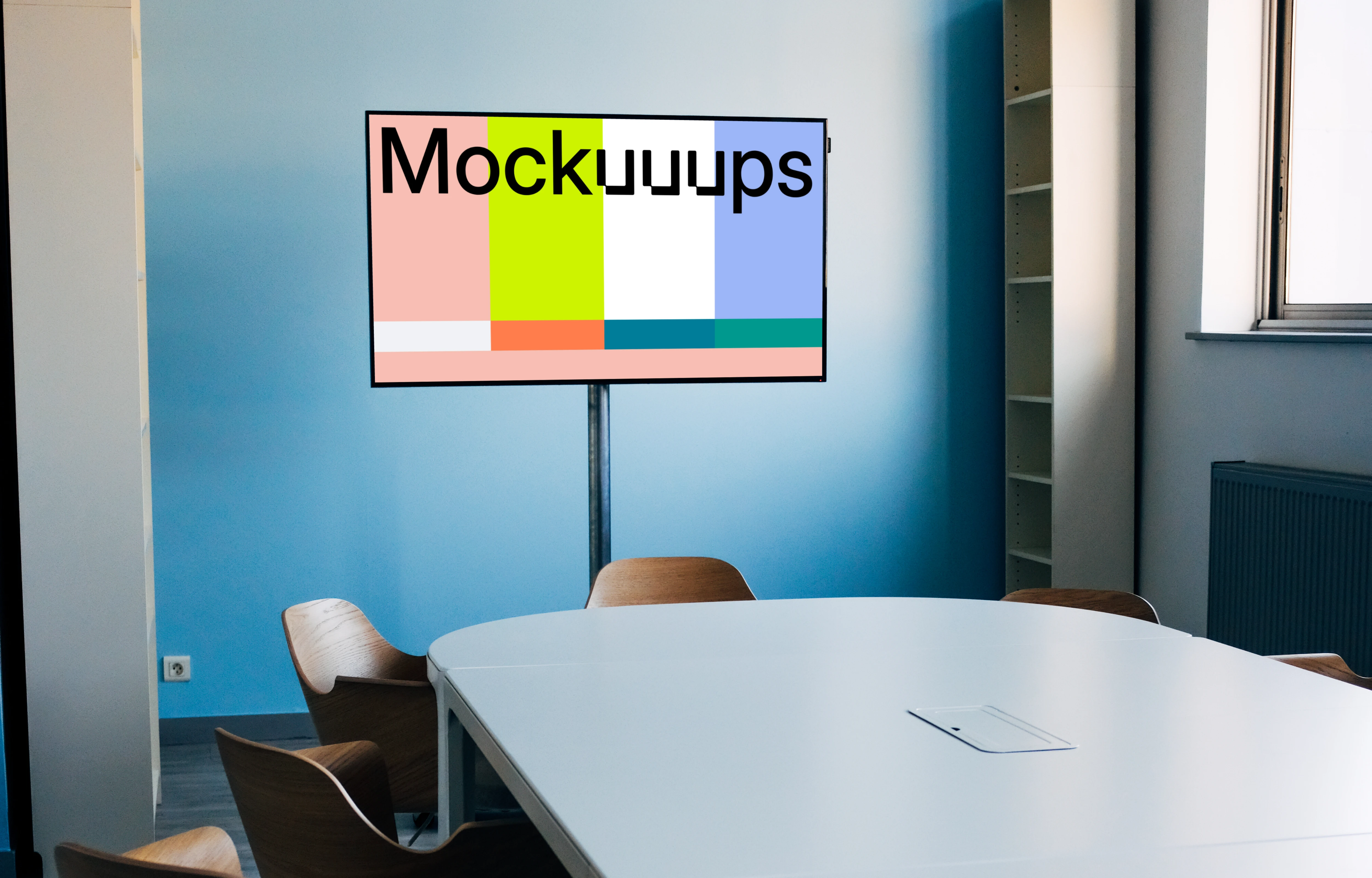 HD TV mockup in a conference room