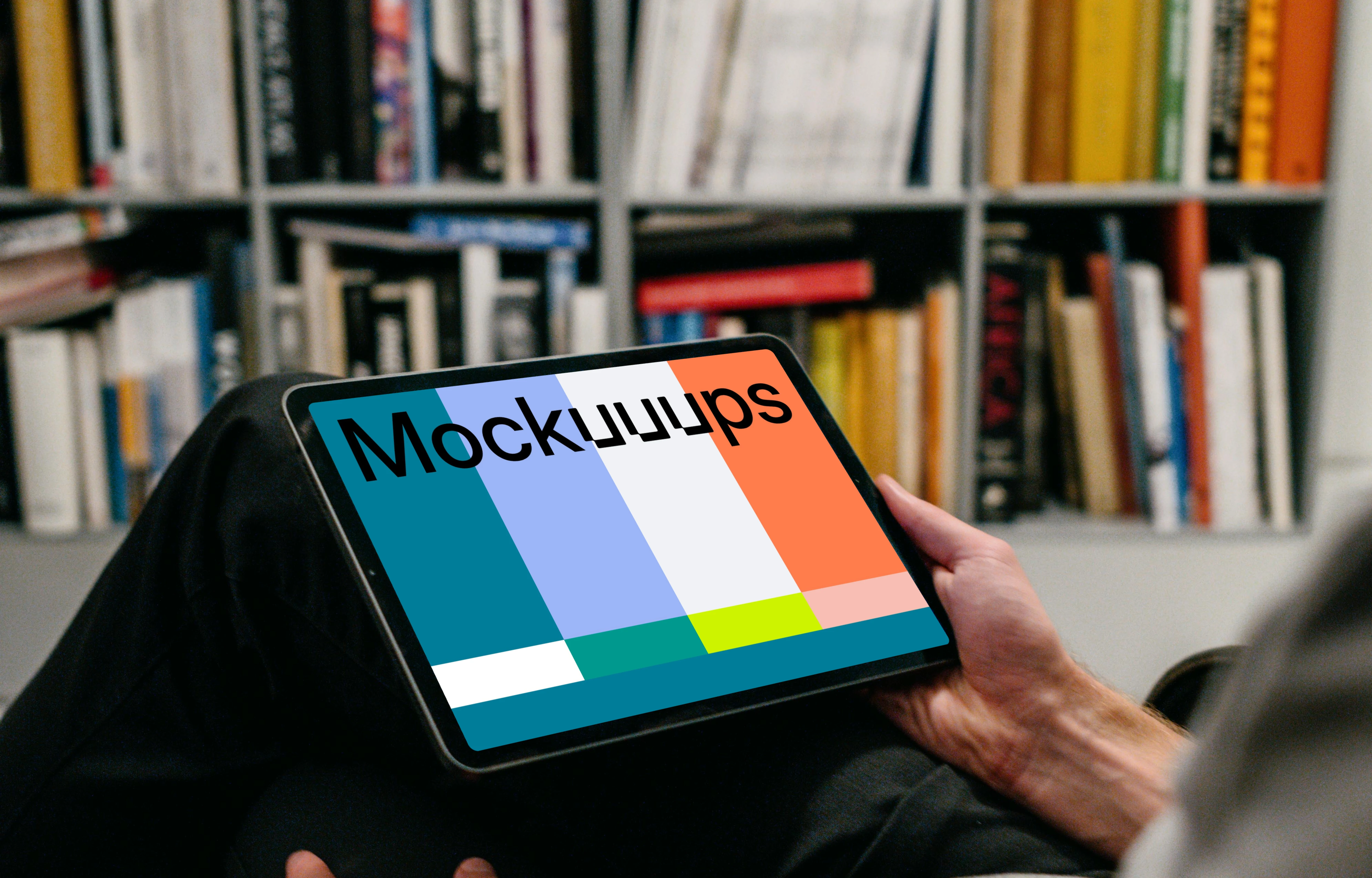 iPad Air mockup on a user’s lap