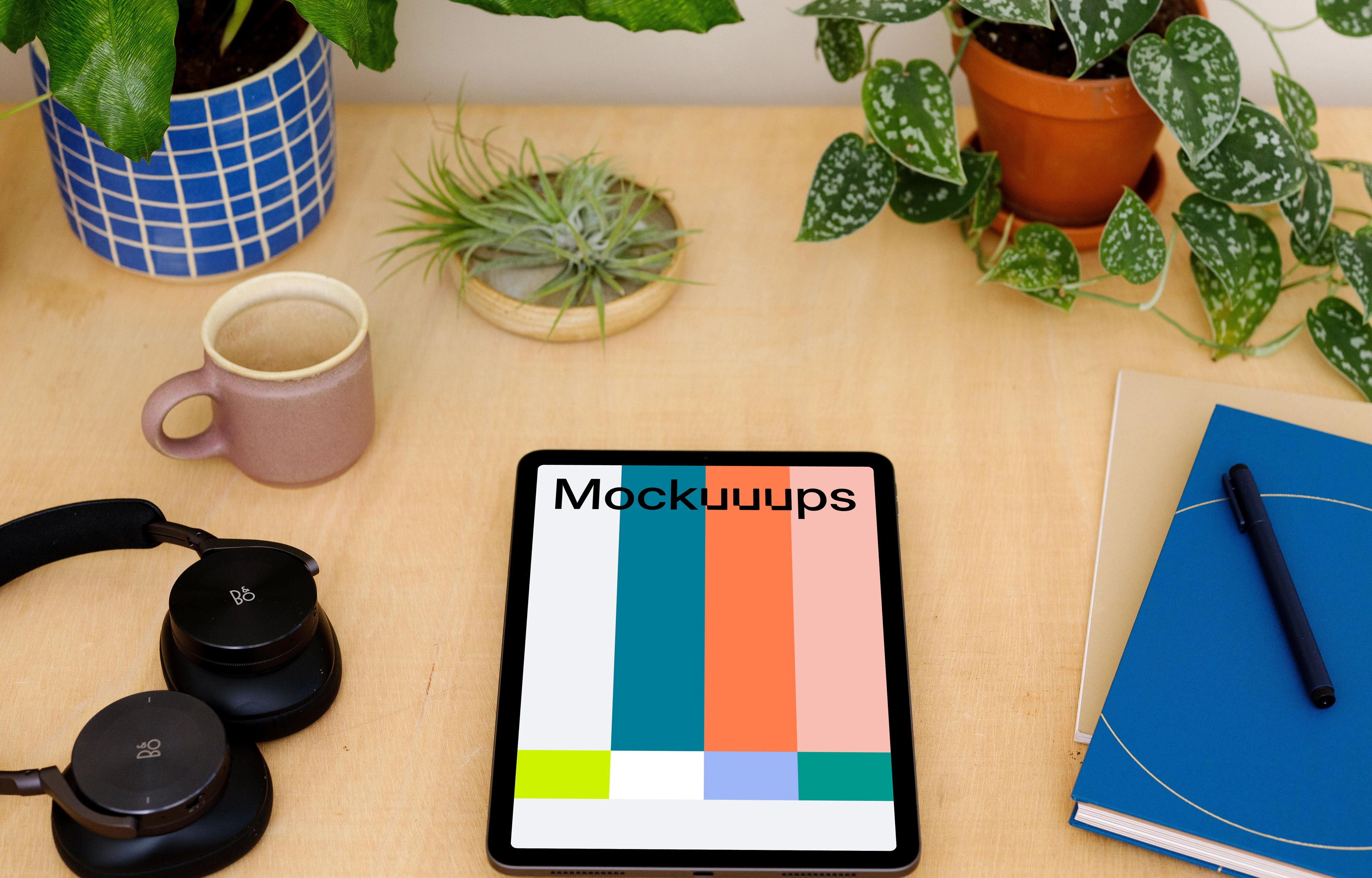  iPad Air mockup with a diary at the side