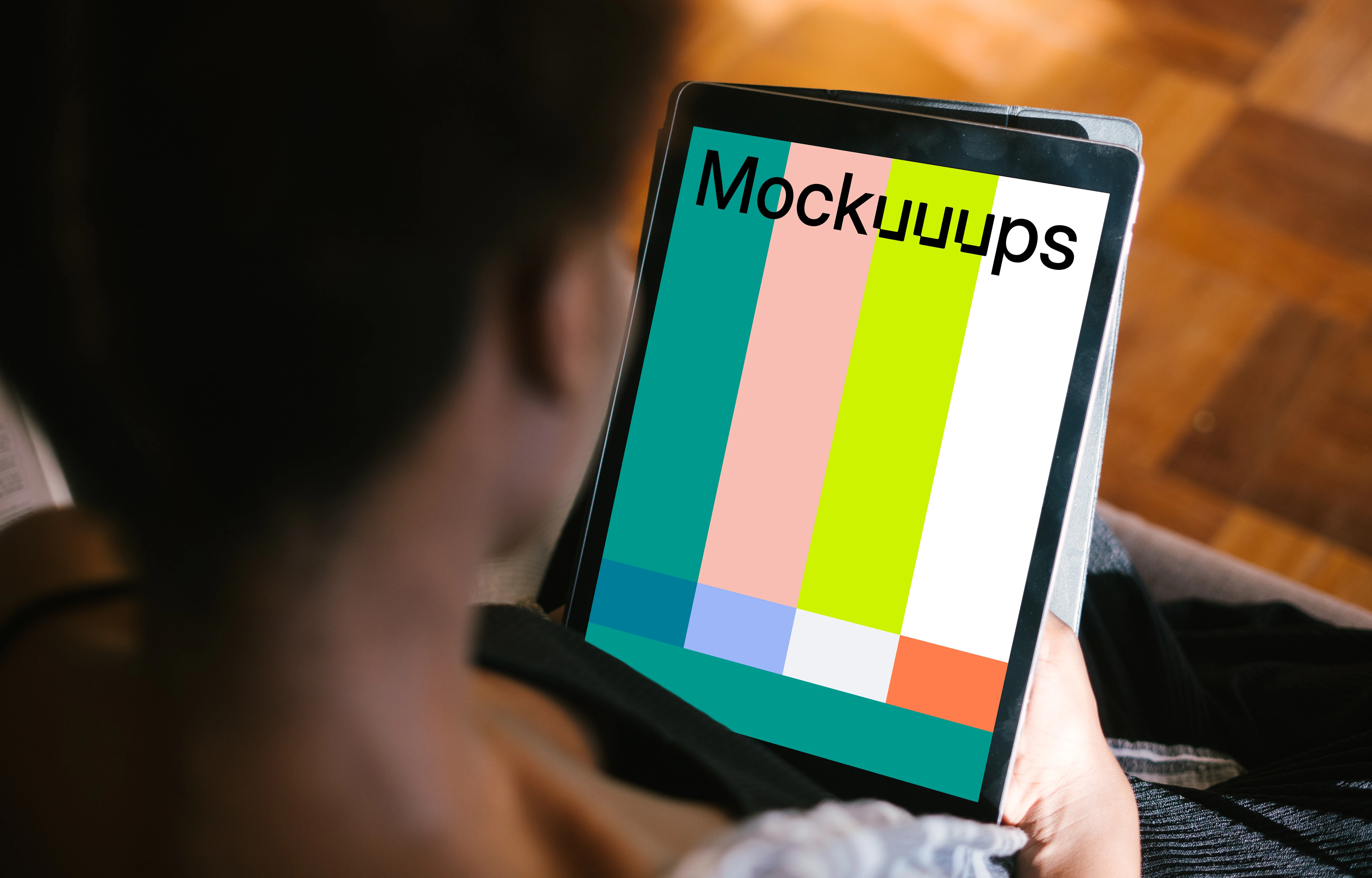 iPad Pro mockup  in a dark-skinned lady's hands