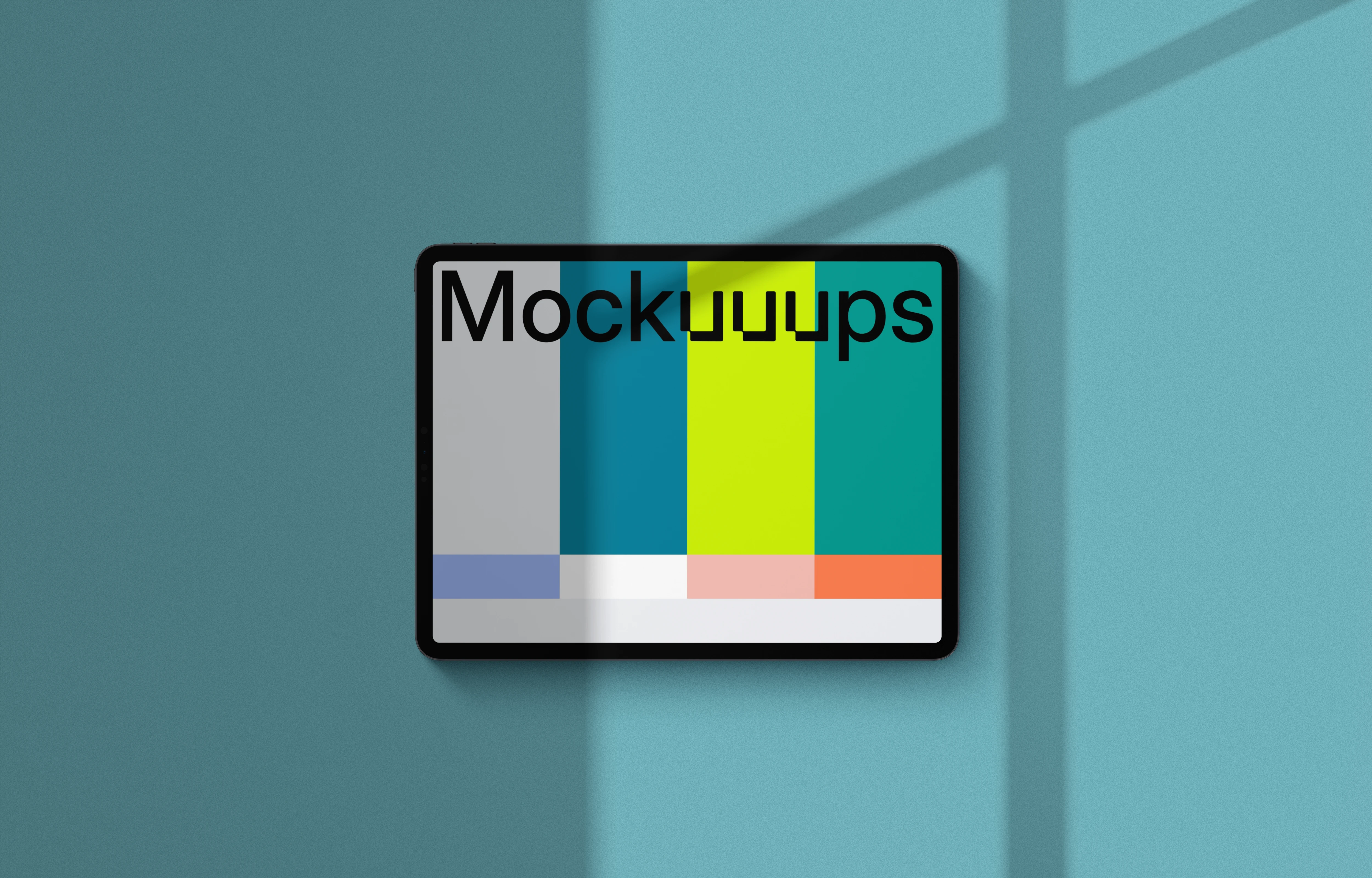 iPad Pro mockup on blue background (Landscape - Shadow 1)