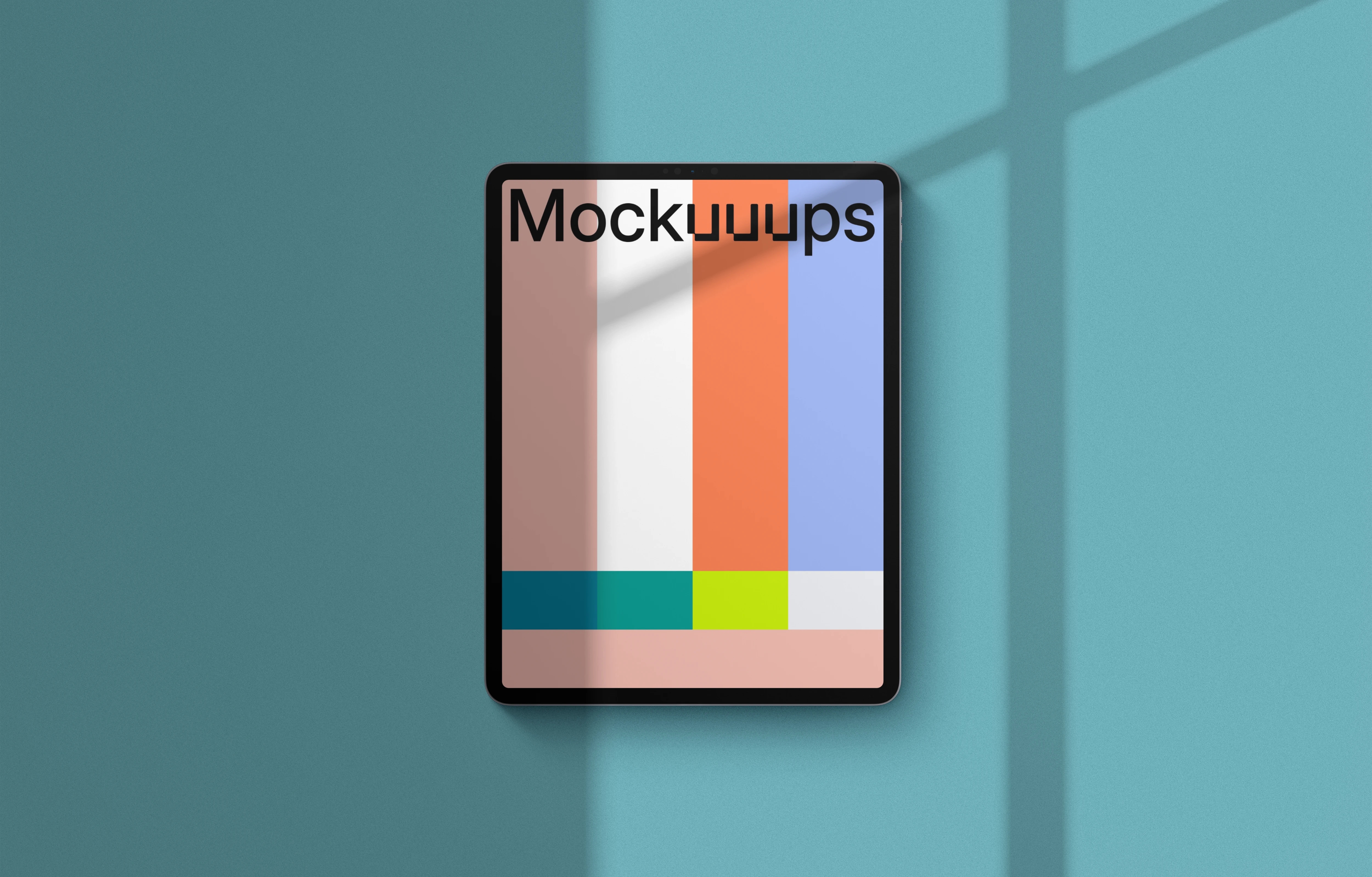 iPad Pro mockup on blue background (Portrait - Shadow 1)