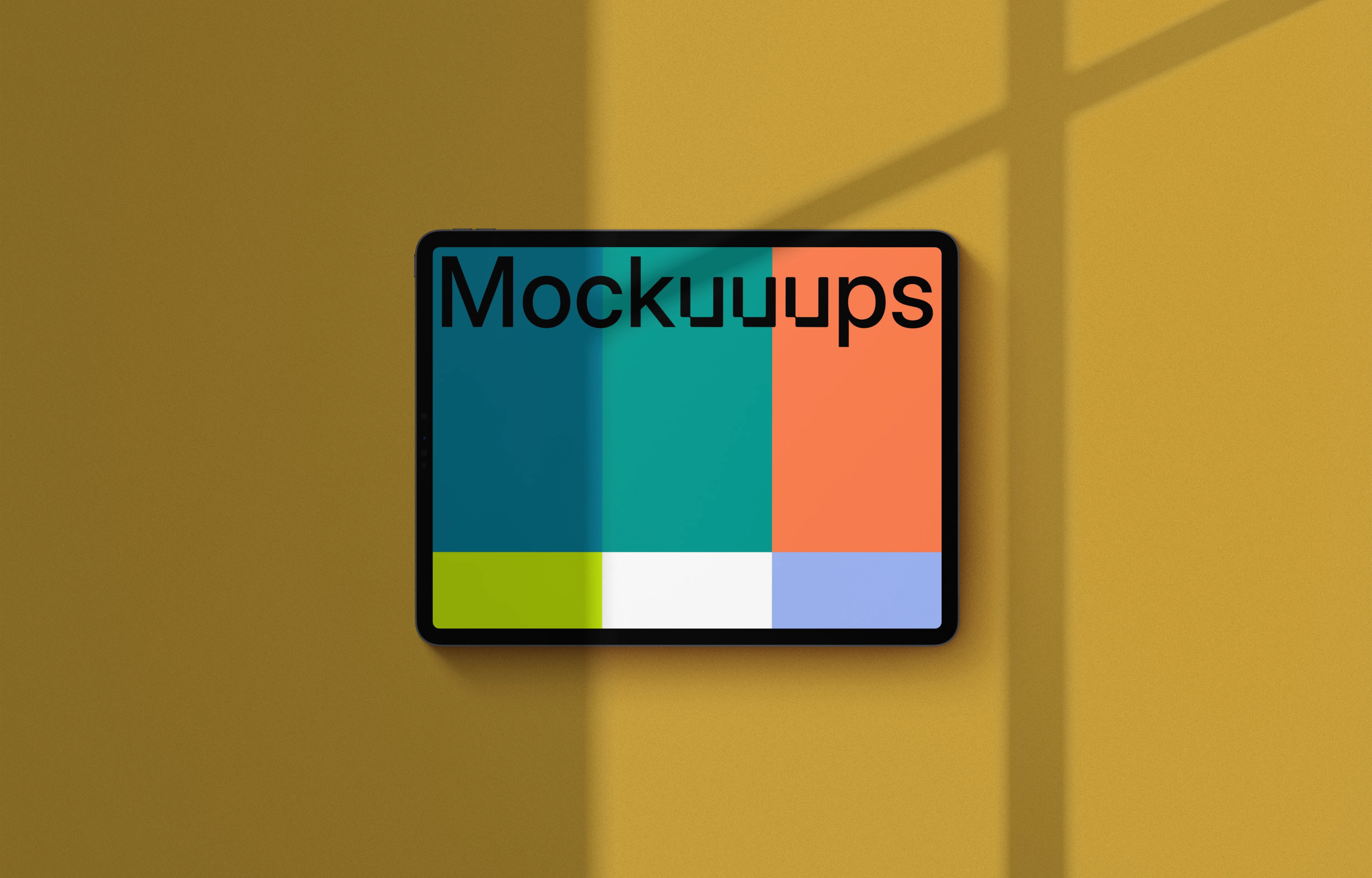 iPad Pro mockup on yellow background (Landscape - Shadow 1)